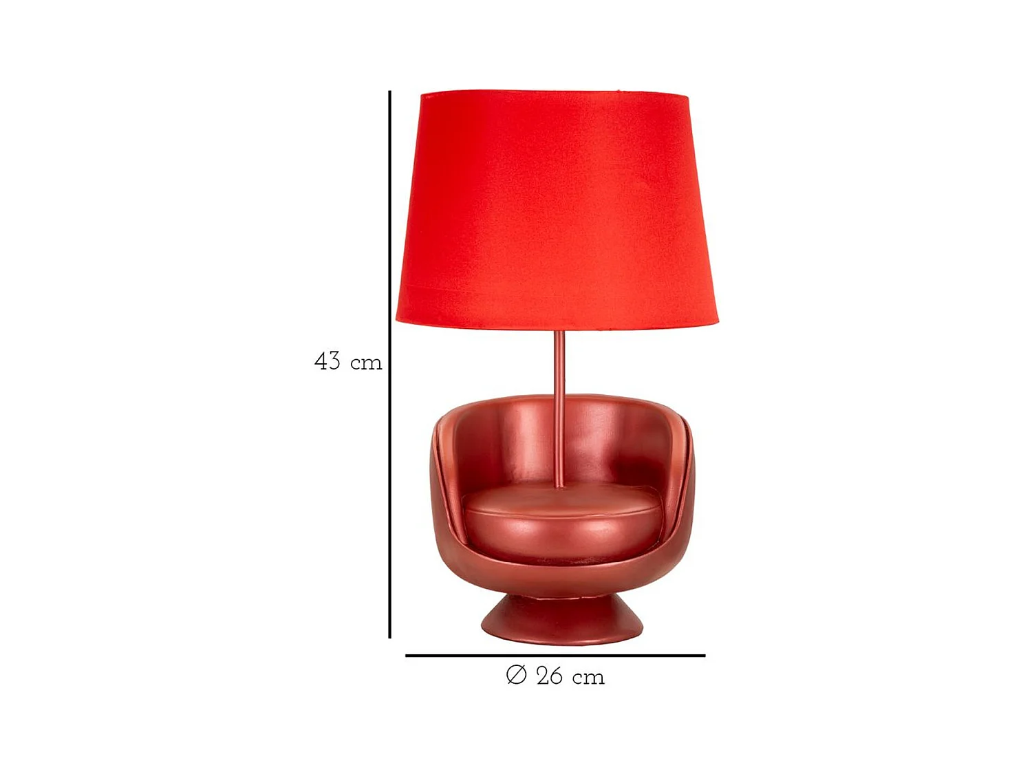 Lampa Stołowa Fotel 1, Czerwony, 26x26x43 cm, Epikasa