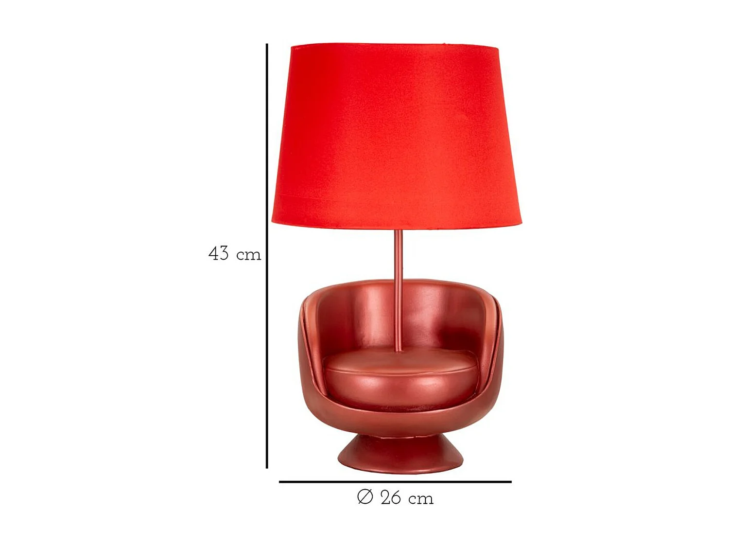 Lampa Stołowa Fotel 1, Czerwony, 26x26x43 cm, Seven Design