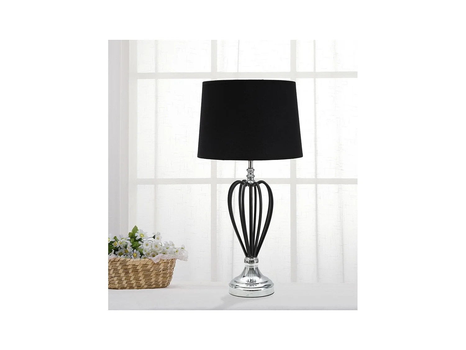 Lampada da Tavolo MF137, Nero, 28x28x56 cm, Epikasa