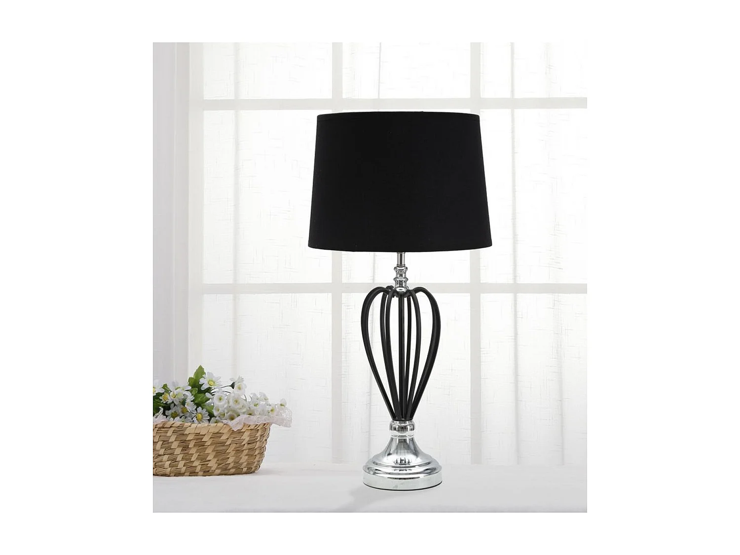 Lampa Stołowa MF137, Czarny, 28x28x56 cm, Seven Design