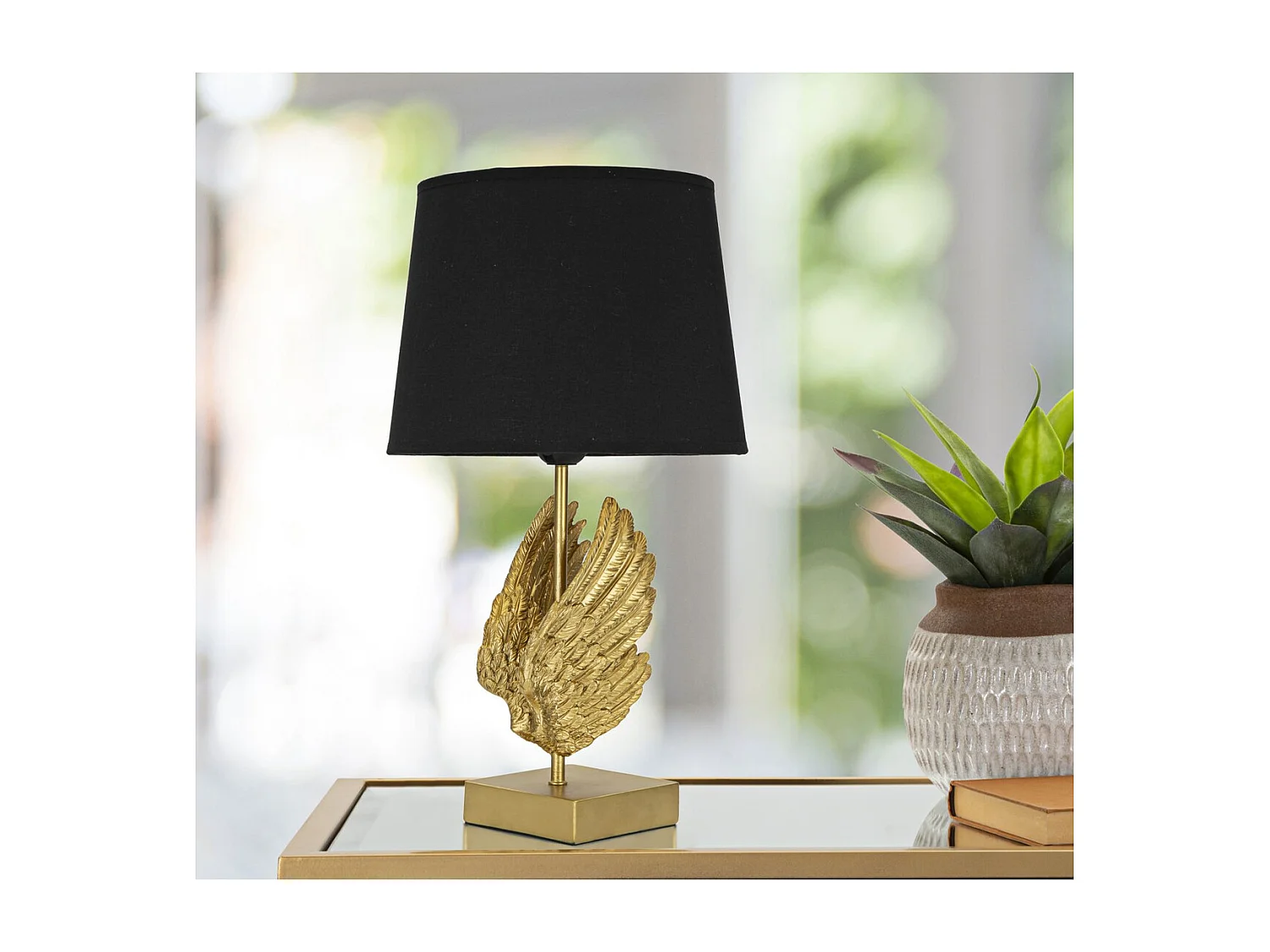 Lampa Stołowa Skrzydła 4, Czarny, 25x25x45 cm, Seven Design