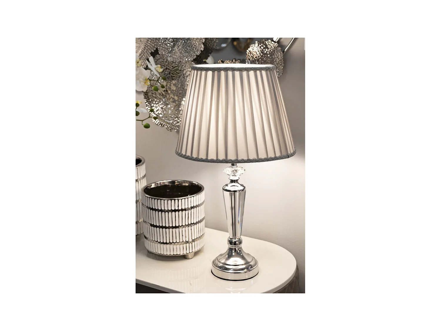 Lampada da Tavolo MF155, Argento, 30x30x56 cm, Epikasa