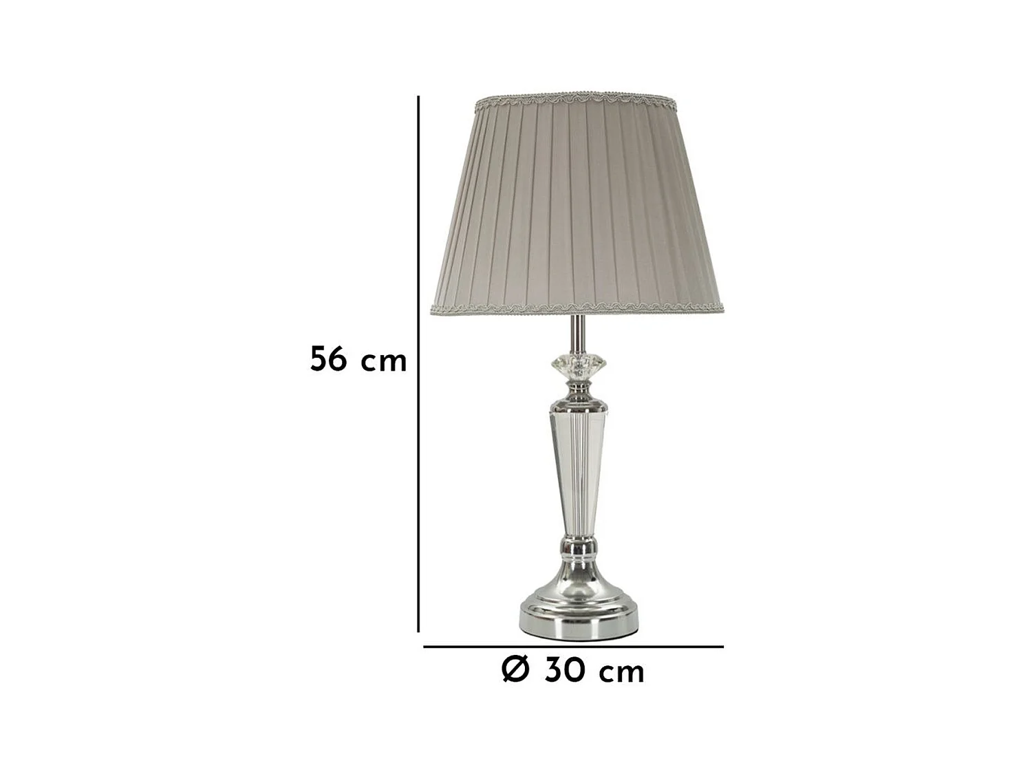 Lampa Stołowa MF155, Srebrny, 30x30x56 cm, Epikasa