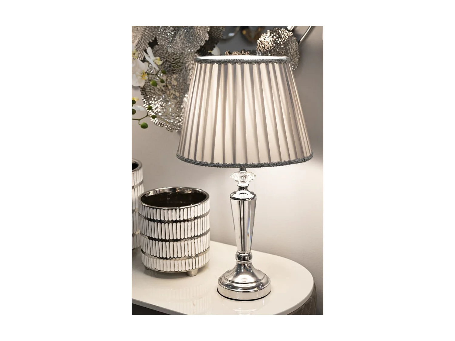 Lampada da Tavolo MF155, Argento, 30x30x56 cm, Seven Design