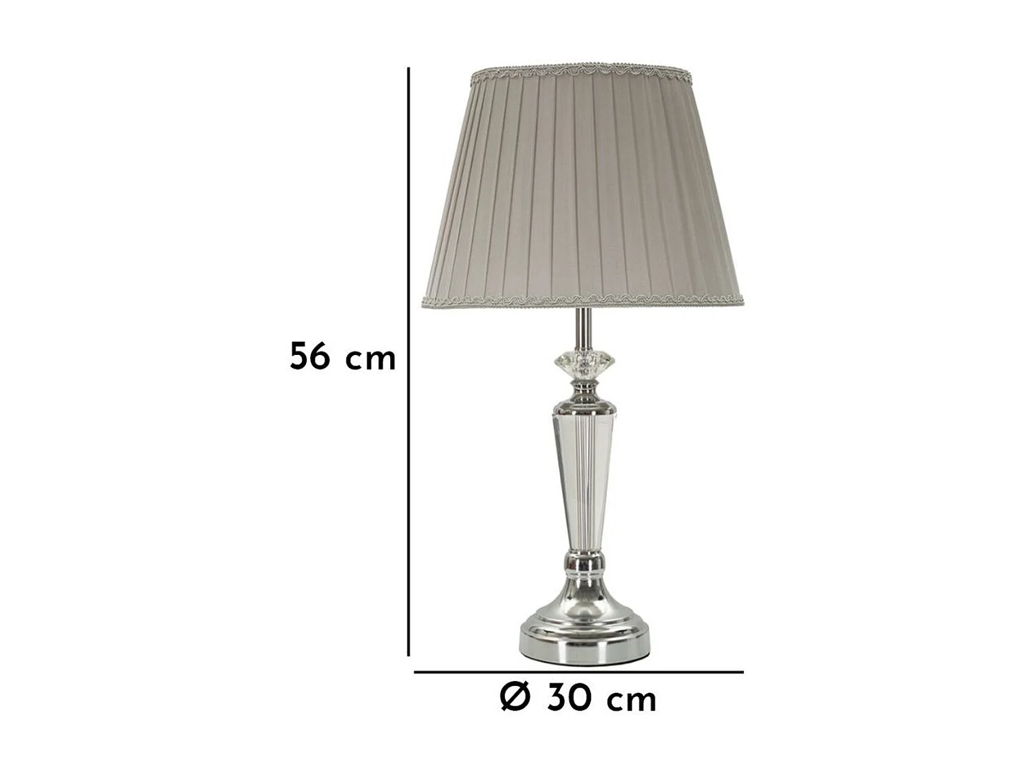 Lampada da Tavolo MF155, Argento, 30x30x56 cm, Seven Design