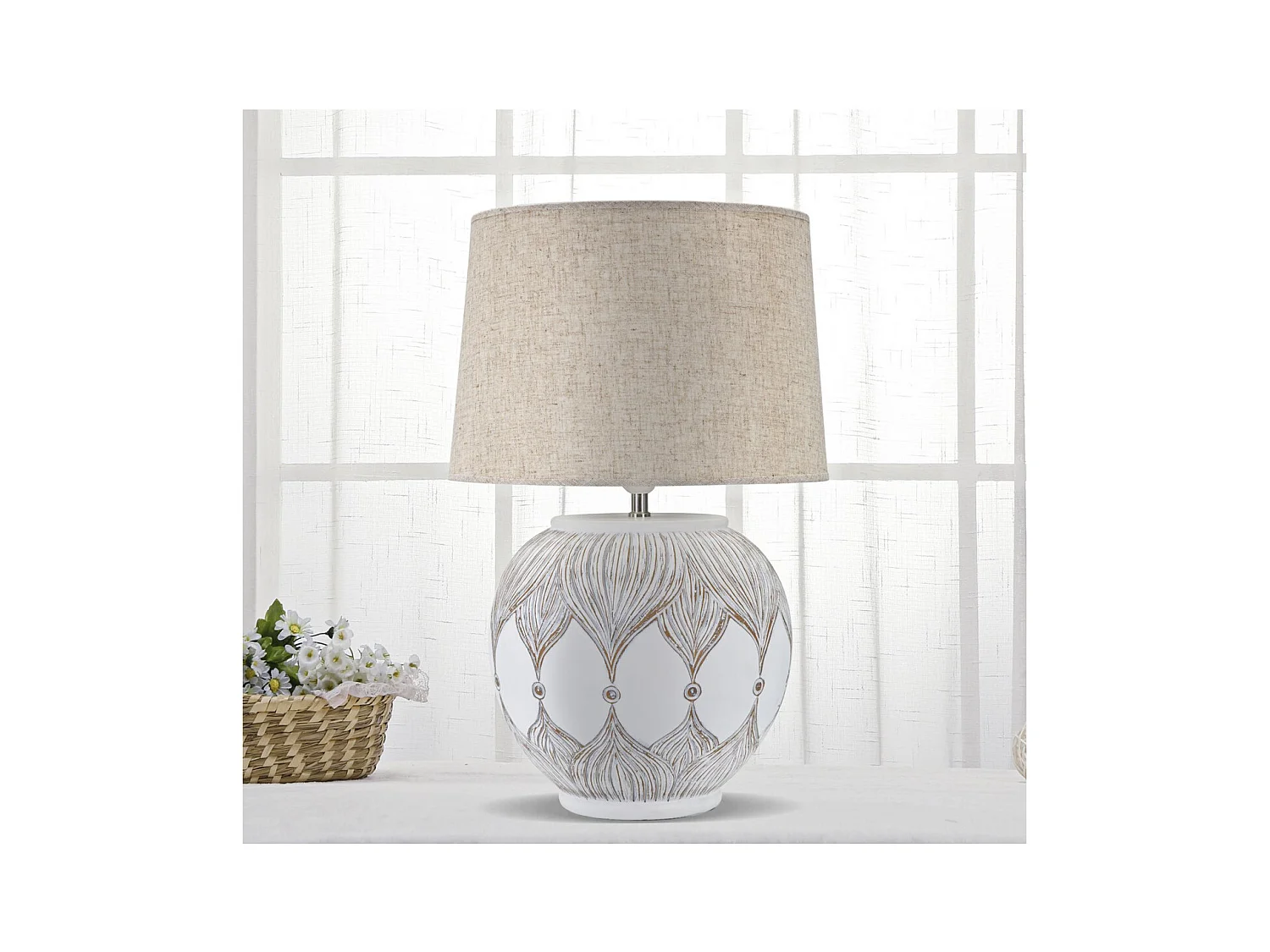 Lampa Stołowa MF159, Brązowy, 38x38x59 cm, Epikasa