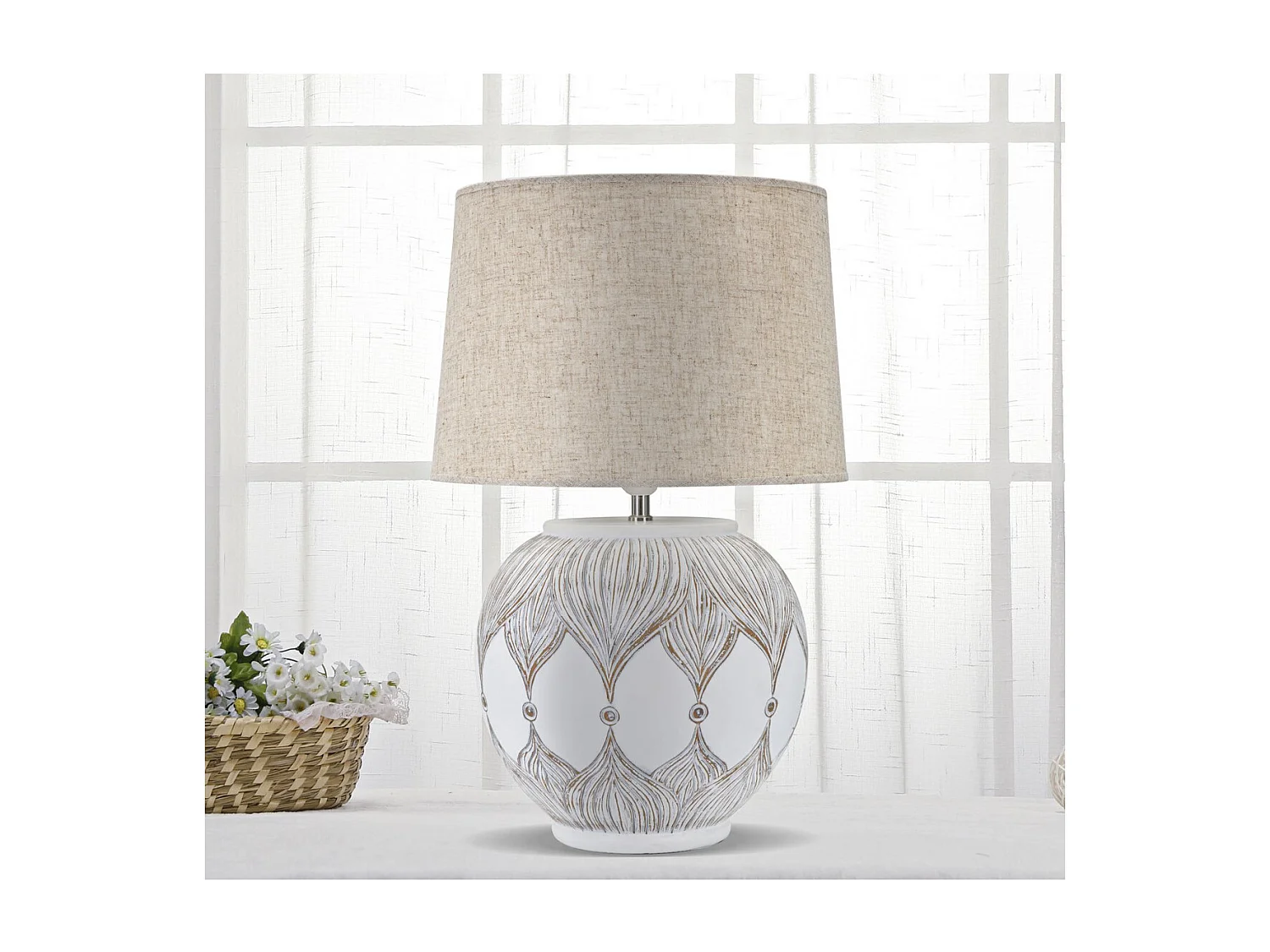 Lampa Stołowa MF159, Brązowy, 38x38x59 cm, Seven Design