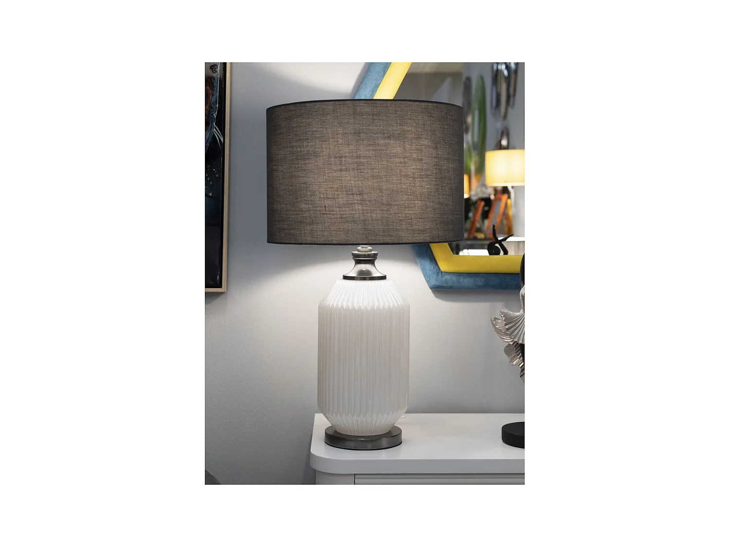 Lampada da Tavolo MF174, Grigio, 37,5x37,5x65 cm, Epikasa