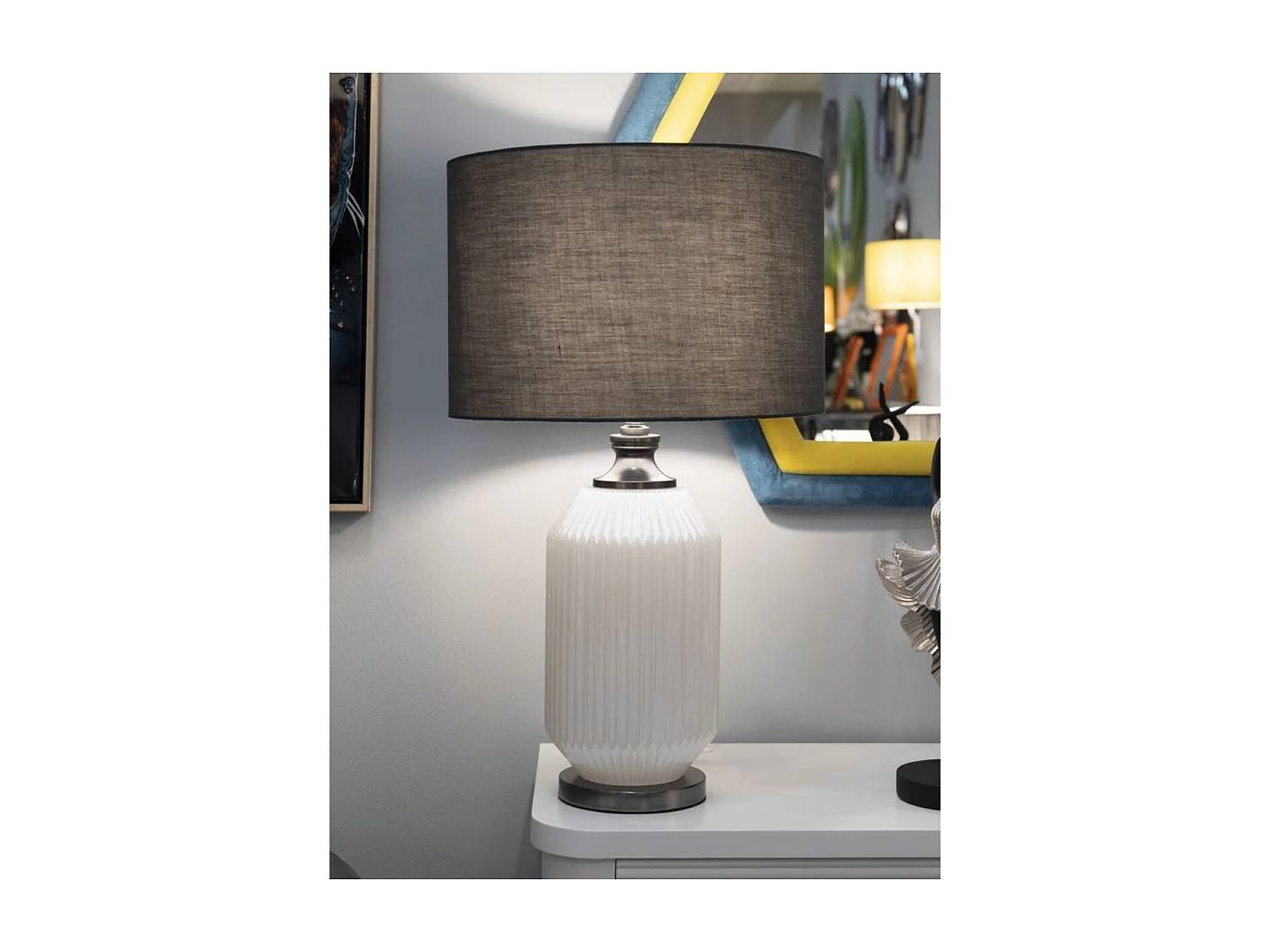 Lampa Stołowa MF174, Szary, 37,5x37,5x65 cm, Seven Design