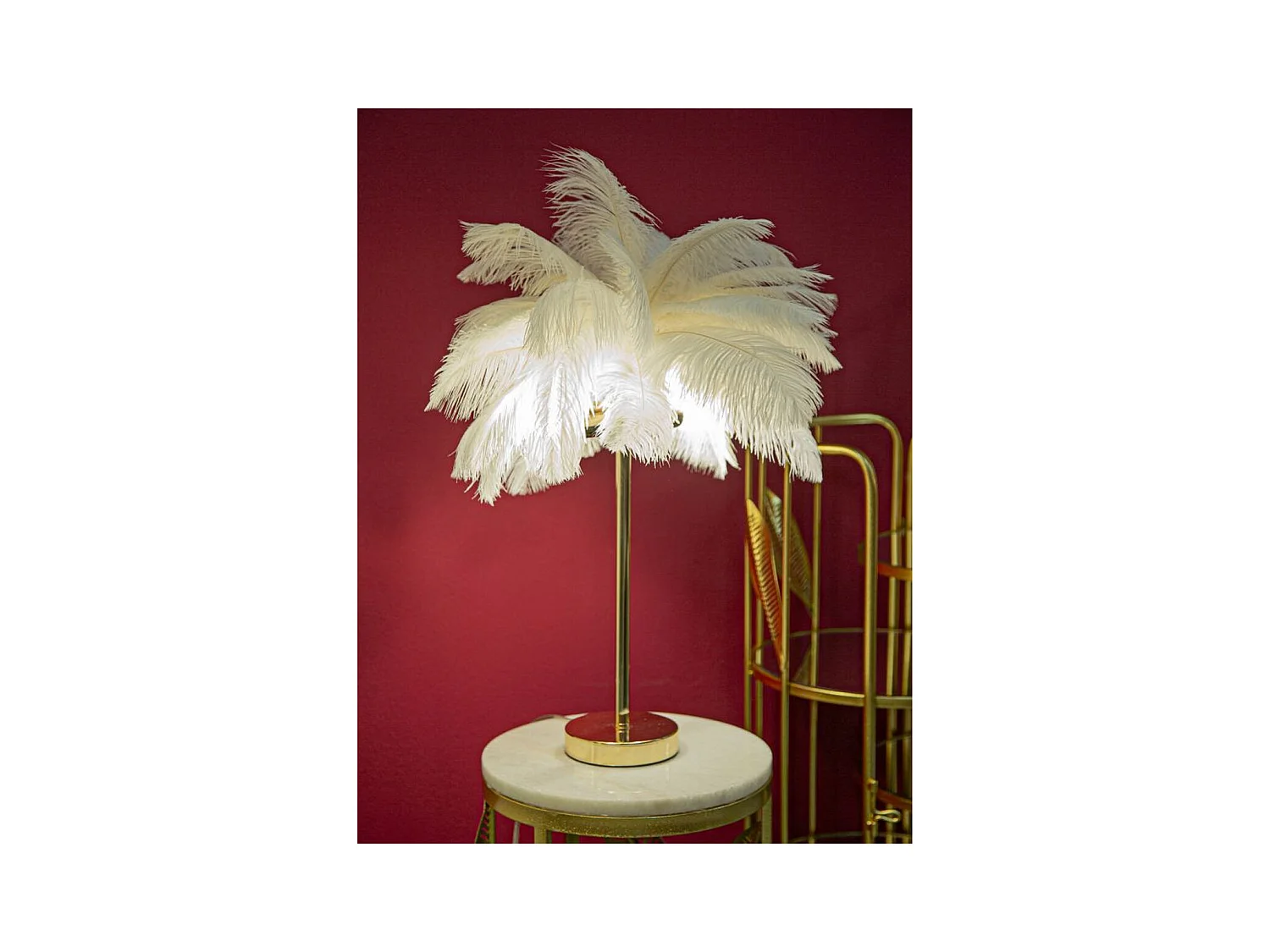 Candeeiro de Mesa Penas 1, Branco, 40x40x55 cm, Epikasa