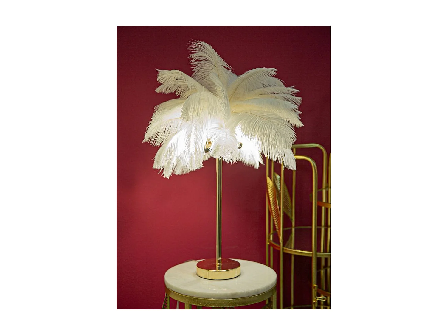 Lampa Stołowa Pióra 1, Biały, 40x40x55 cm, Seven Design