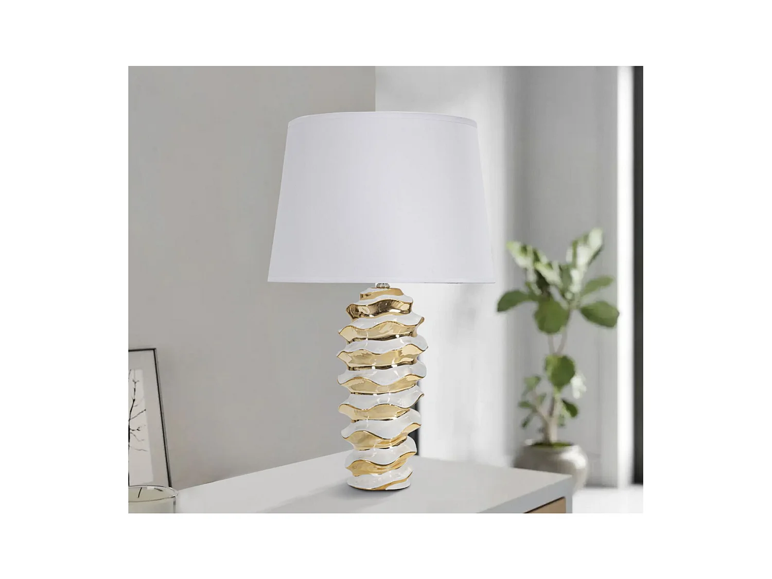 Lampada da Tavolo MF110, Bianco, 33x33x53 cm, Epikasa