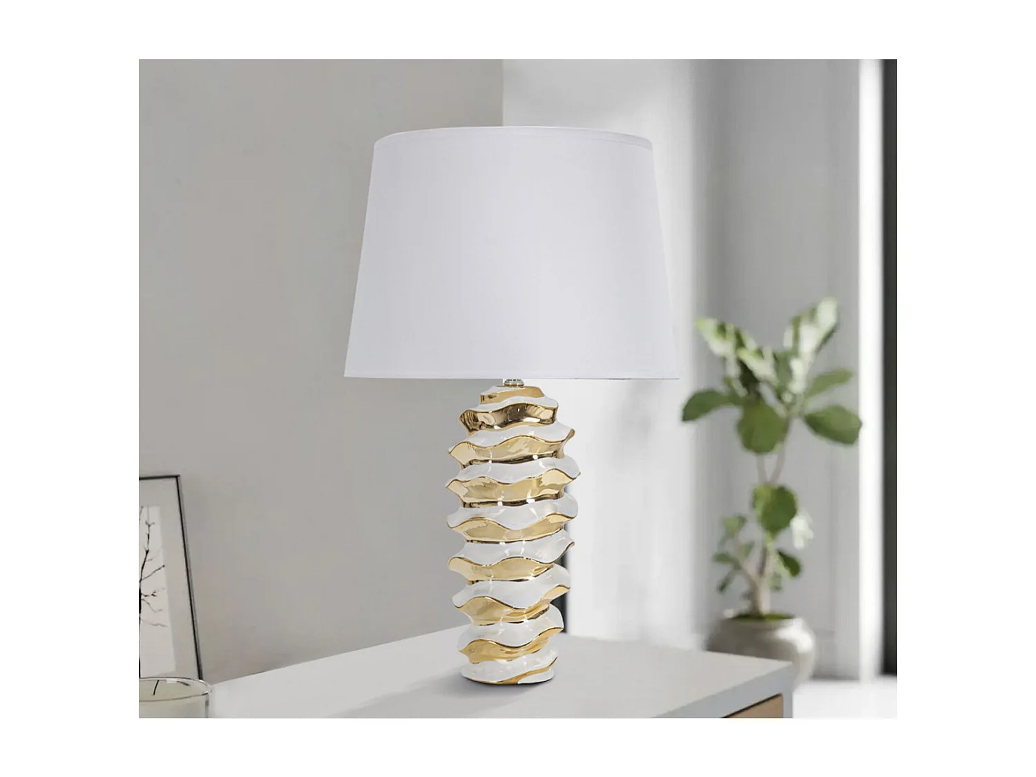 Lampe à Poser MF110, Blanc, 33x33x53 cm, Seven Design