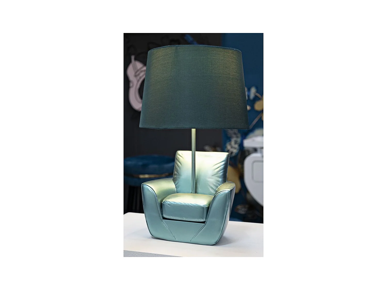 Lampa Stołowa Fotel 2, Niebieski, 26x26x43 cm, Epikasa