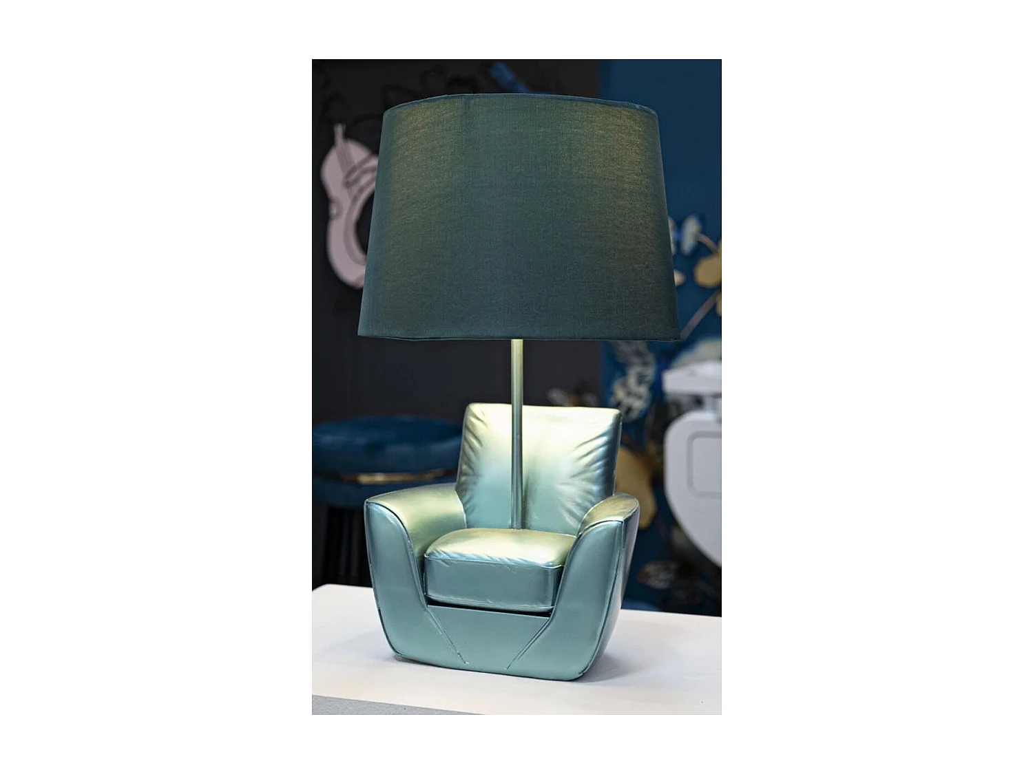 Lampa Stołowa Fotel 2, Niebieski, 26x26x43 cm, Seven Design