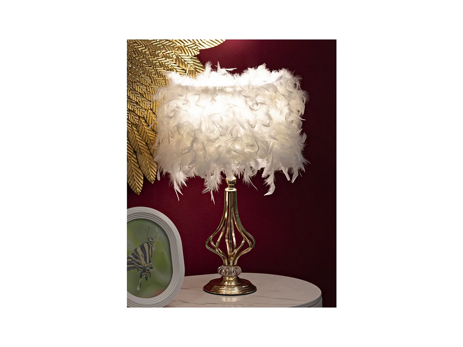 Lampa Stołowa Pióra 5, Biały, 25x25x54 cm, Epikasa