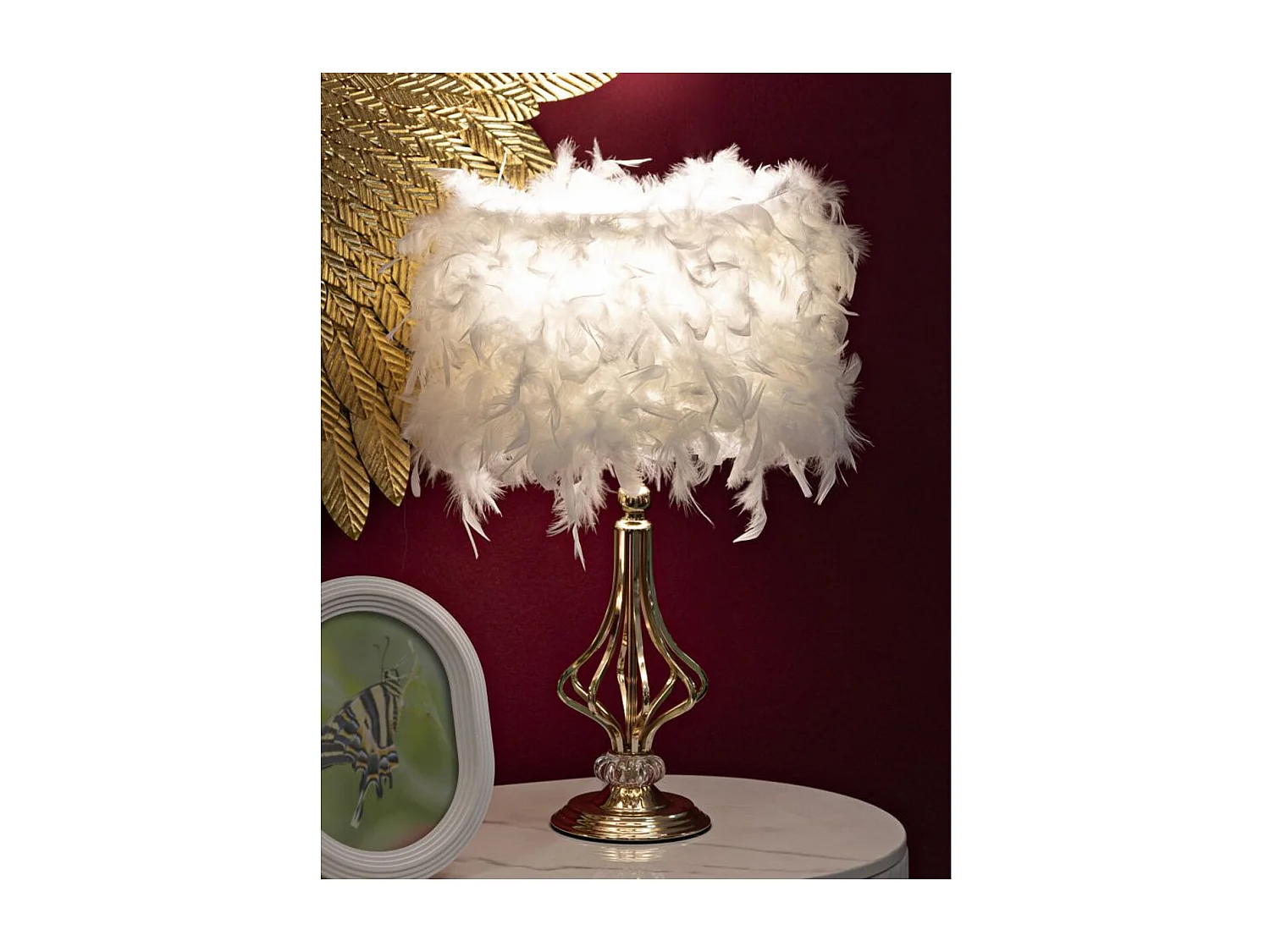 Lampa Stołowa Pióra 5, Biały, 25x25x54 cm, Seven Design