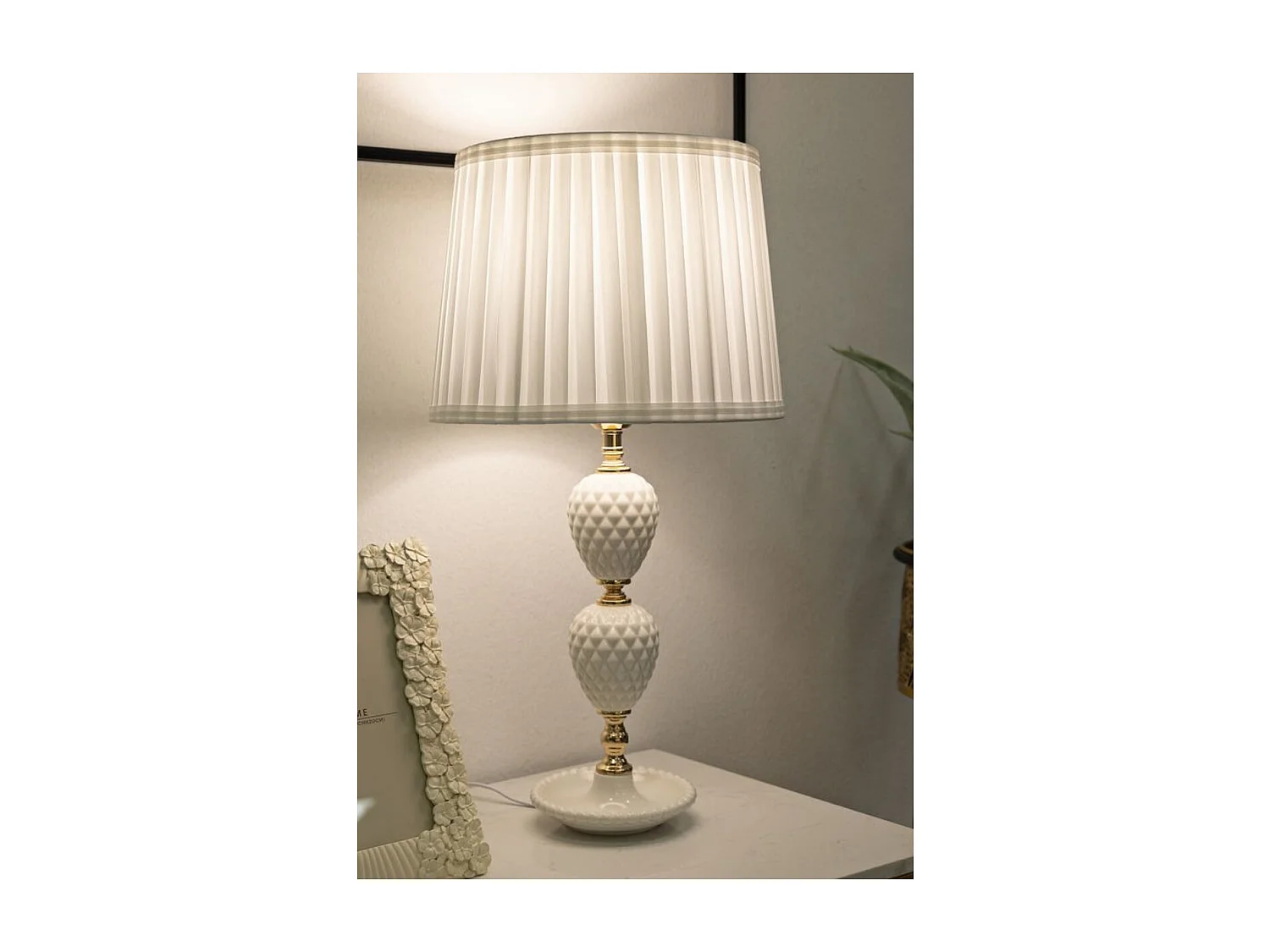 Lampe à Poser MF106, Blanc, 30x30x57 cm, Seven Design