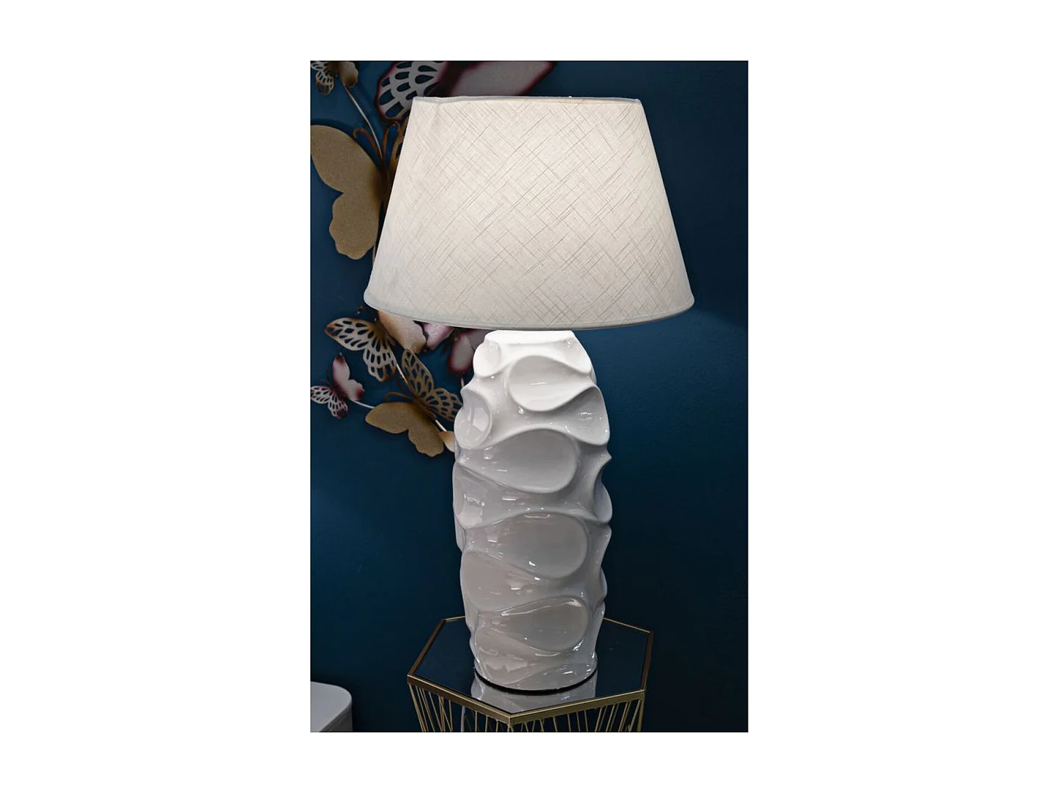 Lampe à Poser MF87, Blanc, 45x45x83 cm, Seven Design