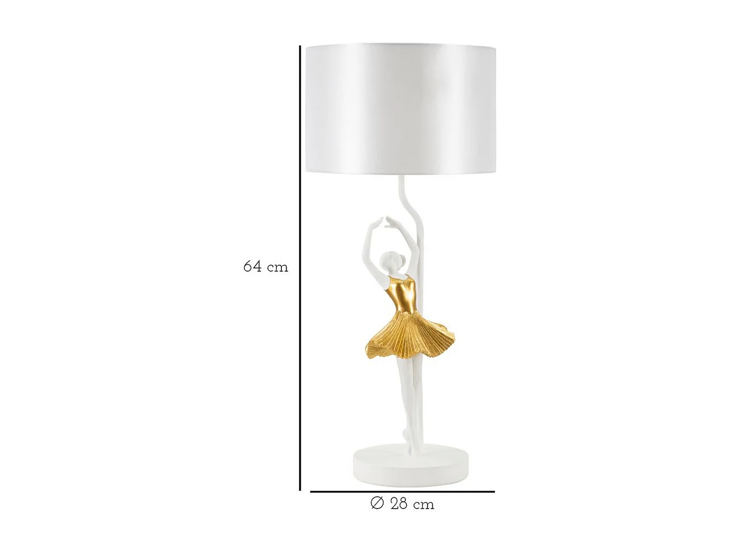 Lampada da Tavolo Ballerina 3, Oro, 28x28x64 cm, Epikasa