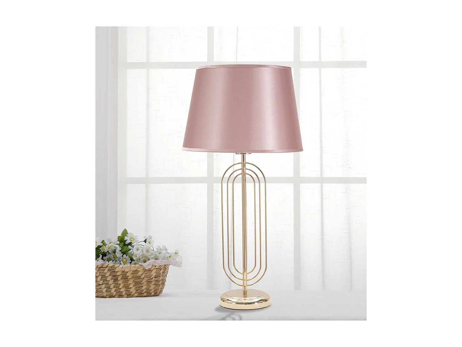 Lampa Stołowa MF138, Różowy, 33x33x64 cm, Seven Design