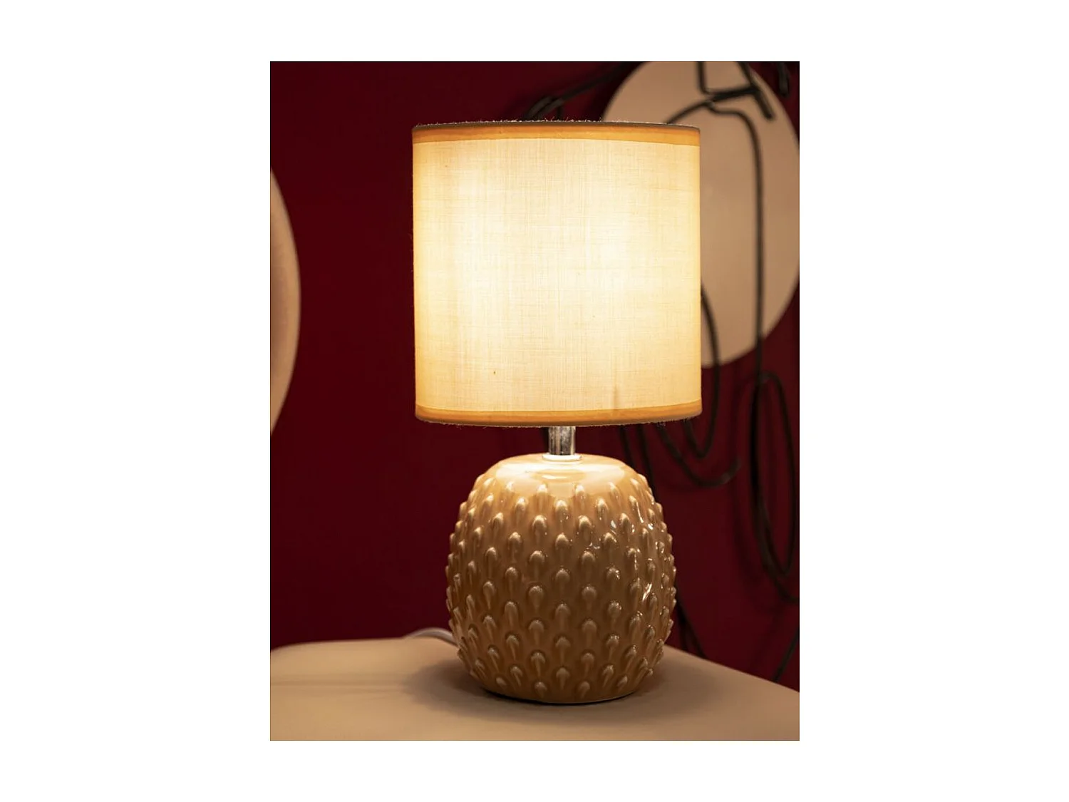 Lampa Stołowa MF98, Beżowy, 14x14x27 cm, Seven Design