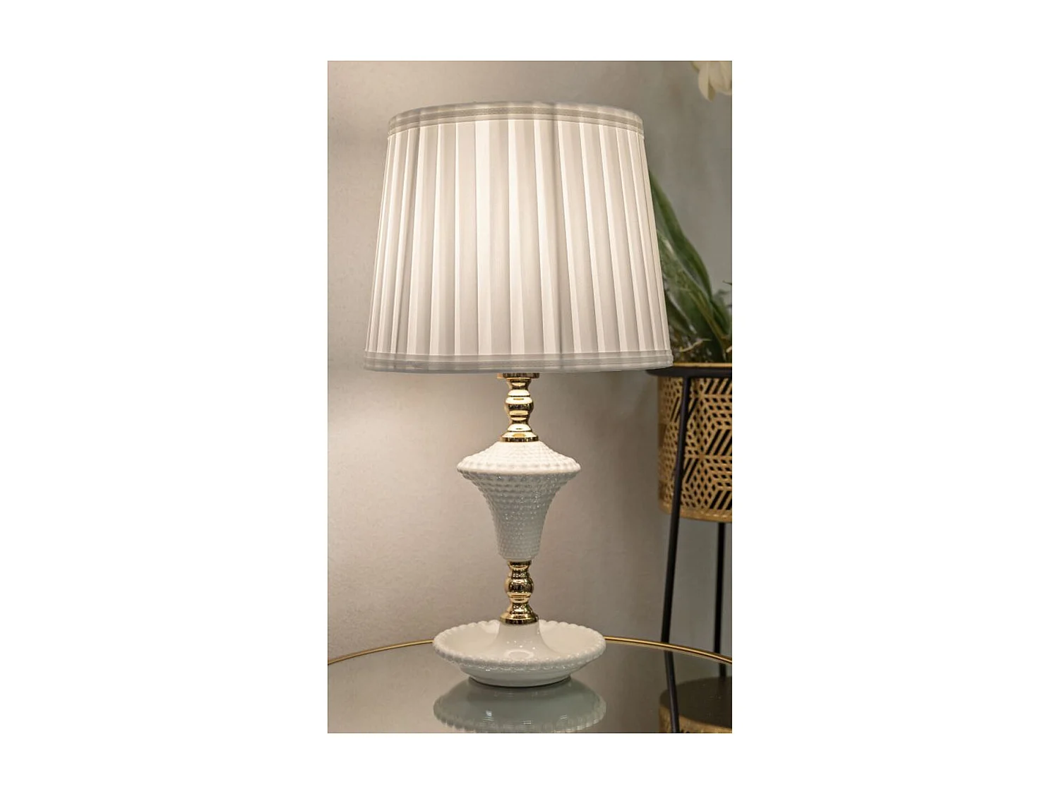 Lampe à Poser MF105, Blanc, 25x25x45 cm, Seven Design