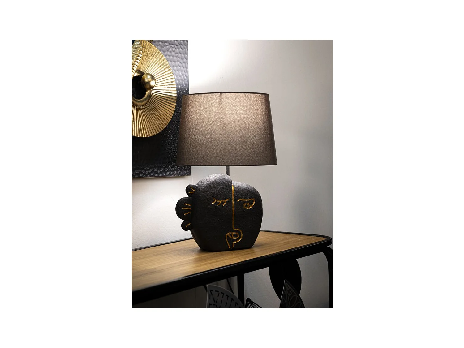 Candeeiro de Mesa MF163, Castanho, 27,5x27,5x39,5 cm, Epikasa