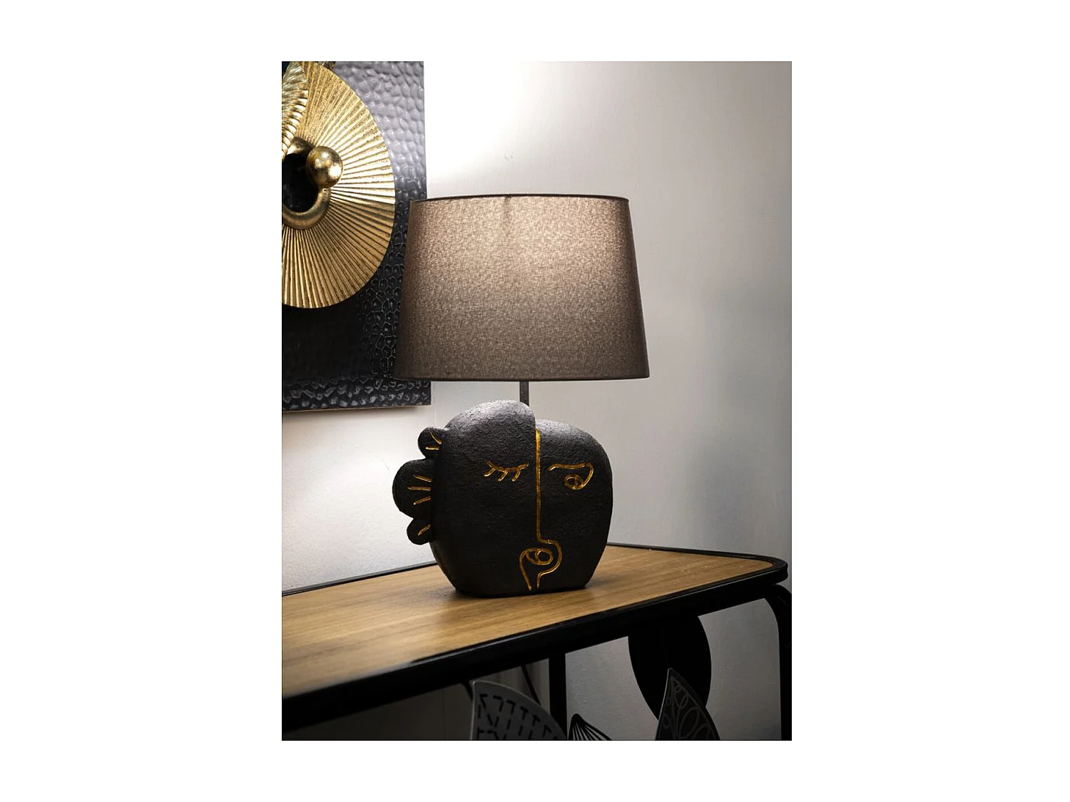 Candeeiro de Mesa MF163, Castanho, 27,5x27,5x39,5 cm, Seven Design