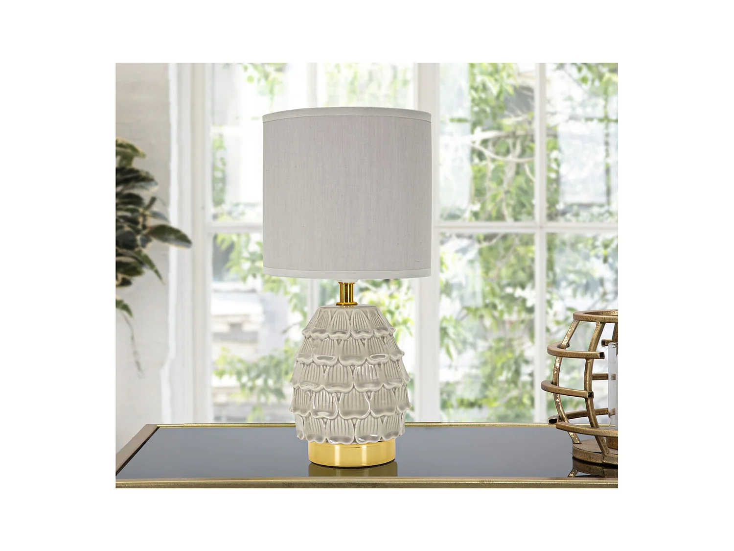 Lampe à Poser MF97, Beige, 15x15x30,5 cm, Epikasa