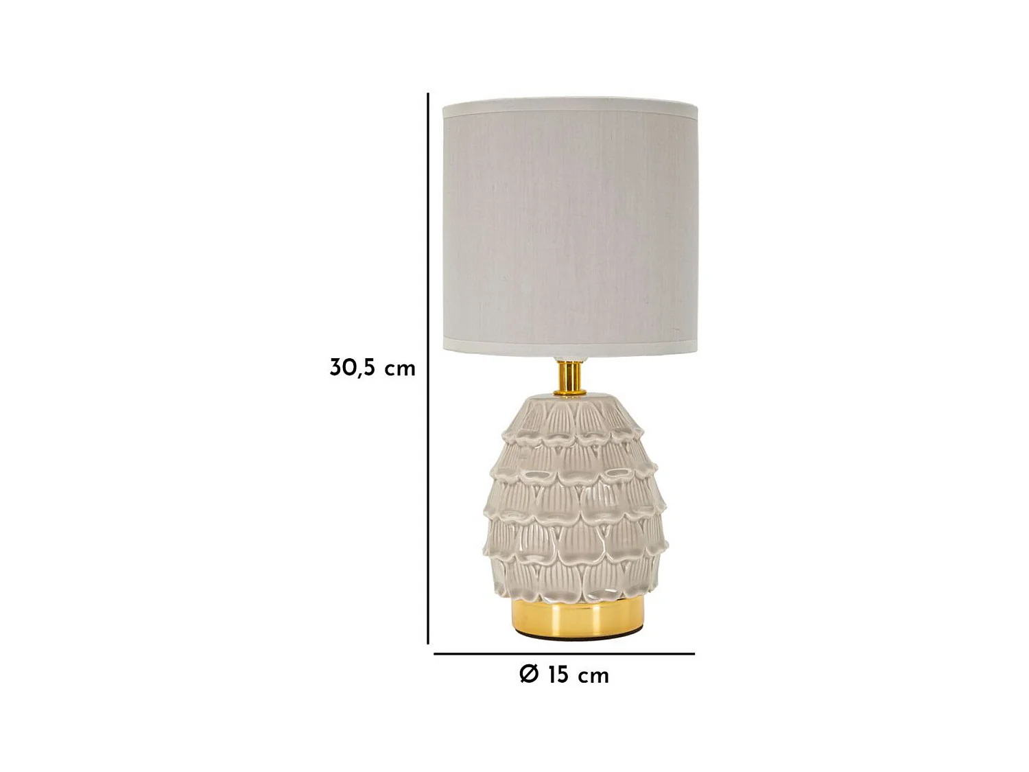Lampe à Poser MF97, Beige, 15x15x30,5 cm, Epikasa