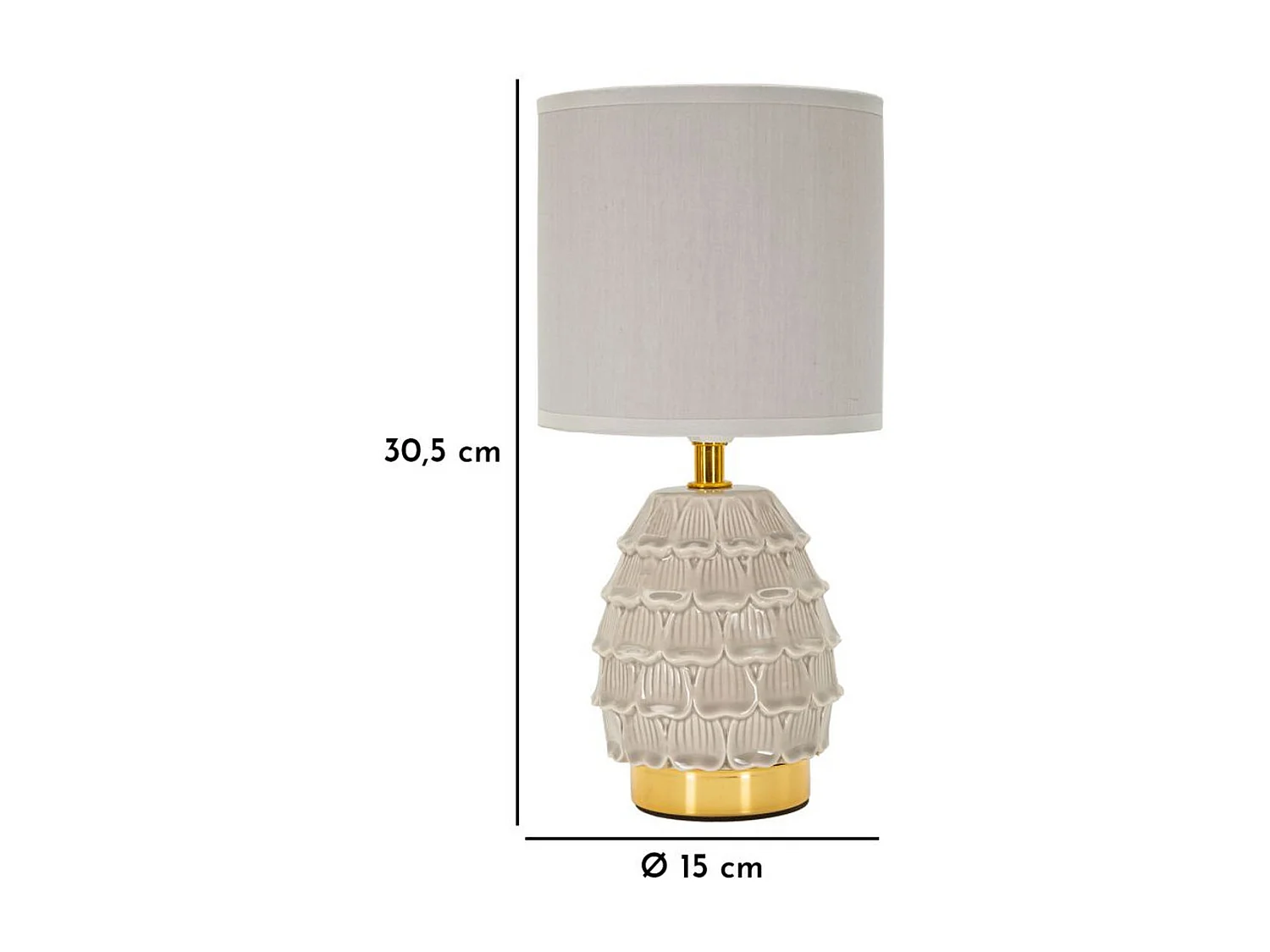 Lampe à Poser MF97, Beige, 15x15x30,5 cm, Seven Design