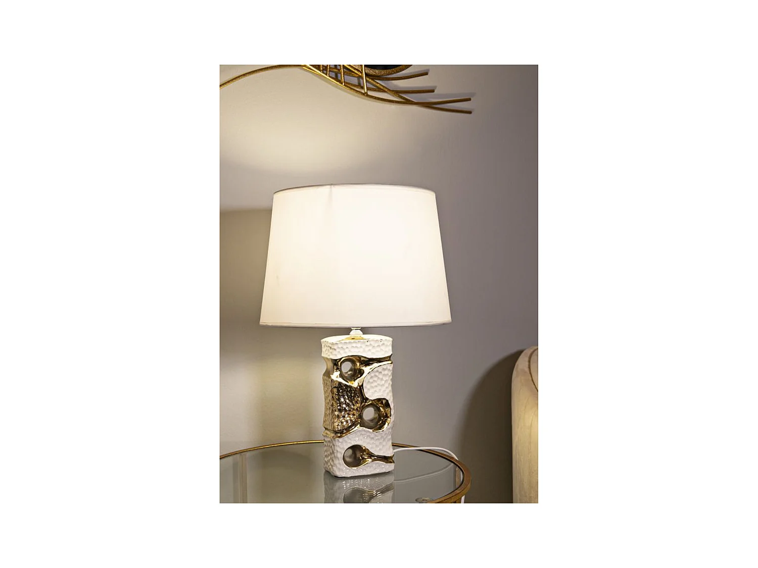 Candeeiro de Mesa MF111, Branco, 30x30x43,5 cm, Epikasa