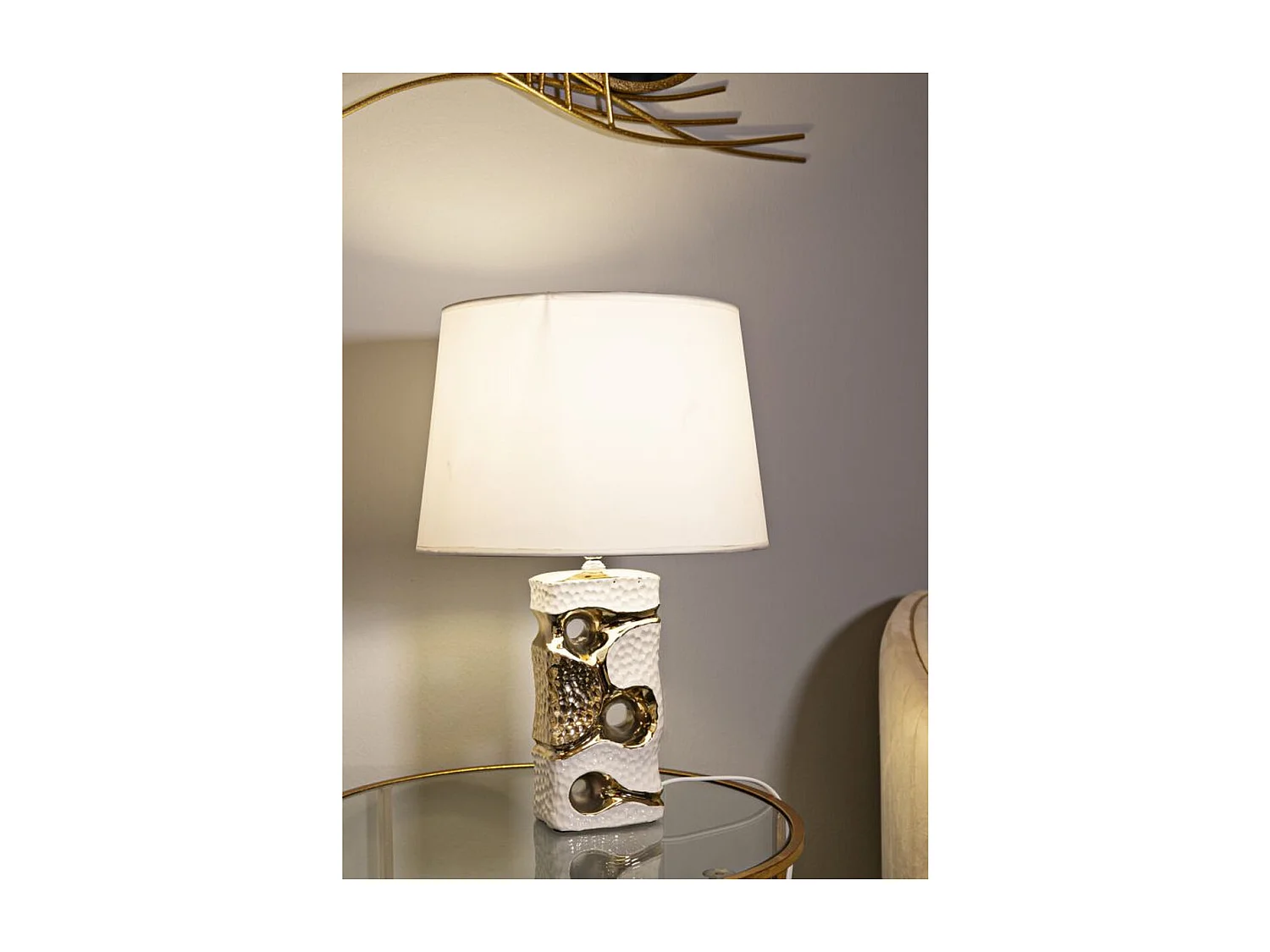 Lampe à Poser MF111, Blanc, 30x30x43,5 cm, Seven Design