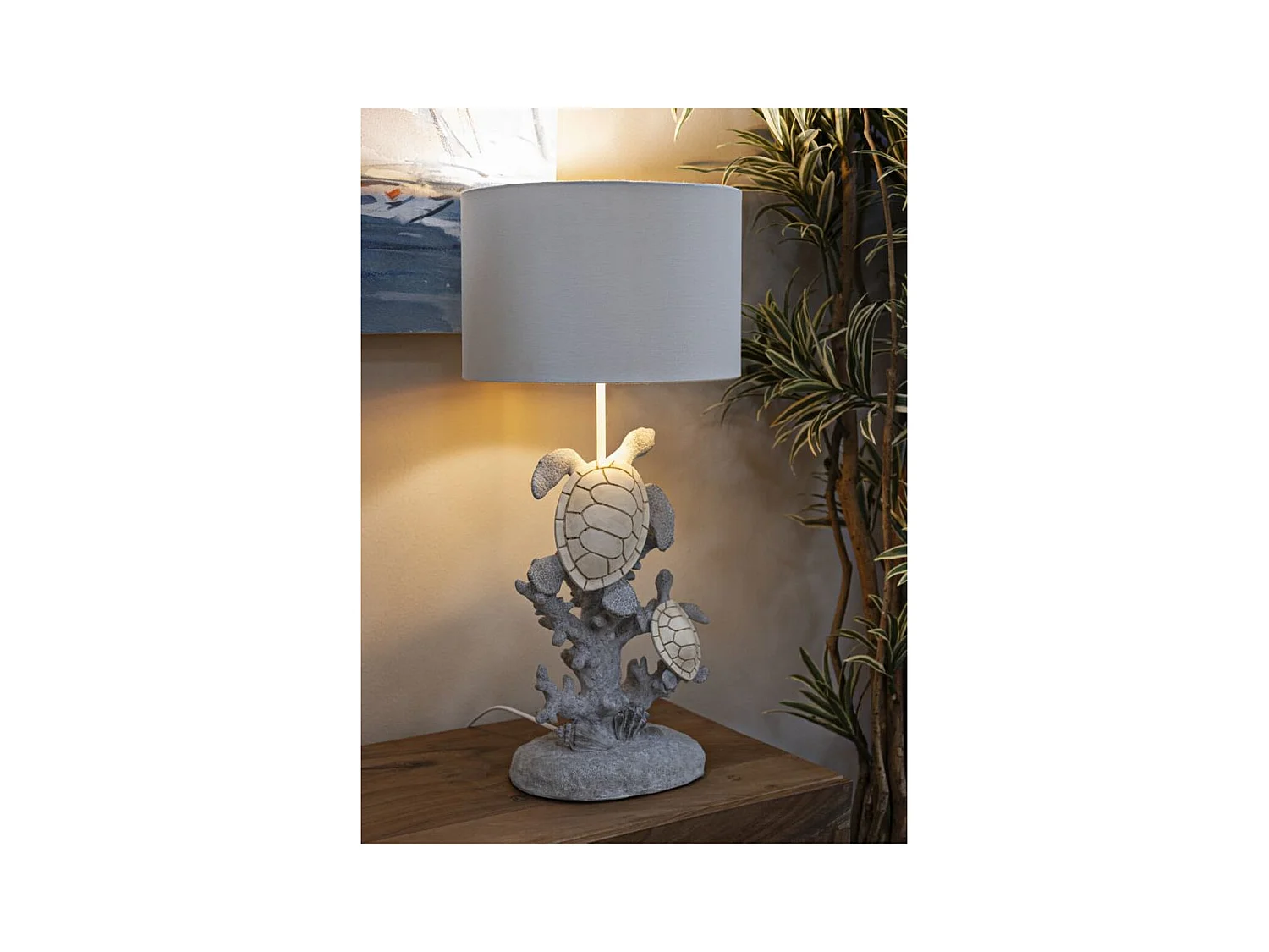 Candeeiro de Mesa Tartarugas 2, Multicolorido, 30,5x30,5x63,5 cm, Epikasa