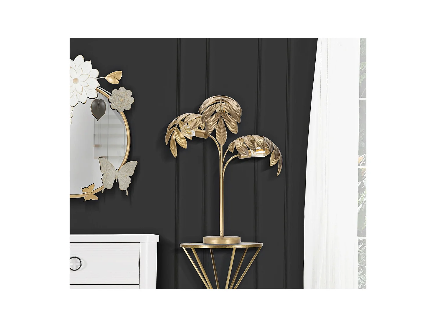 Tafellamp Palm, Goud, 57x57x81 cm, Epikasa