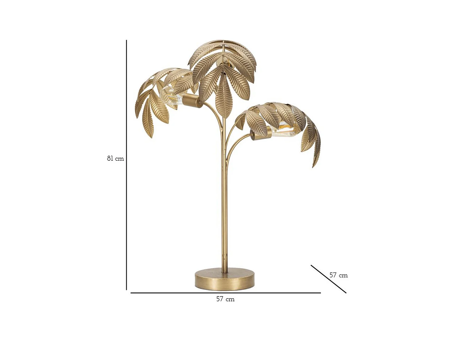 Tafellamp Palm, Goud, 57x57x81 cm, Epikasa