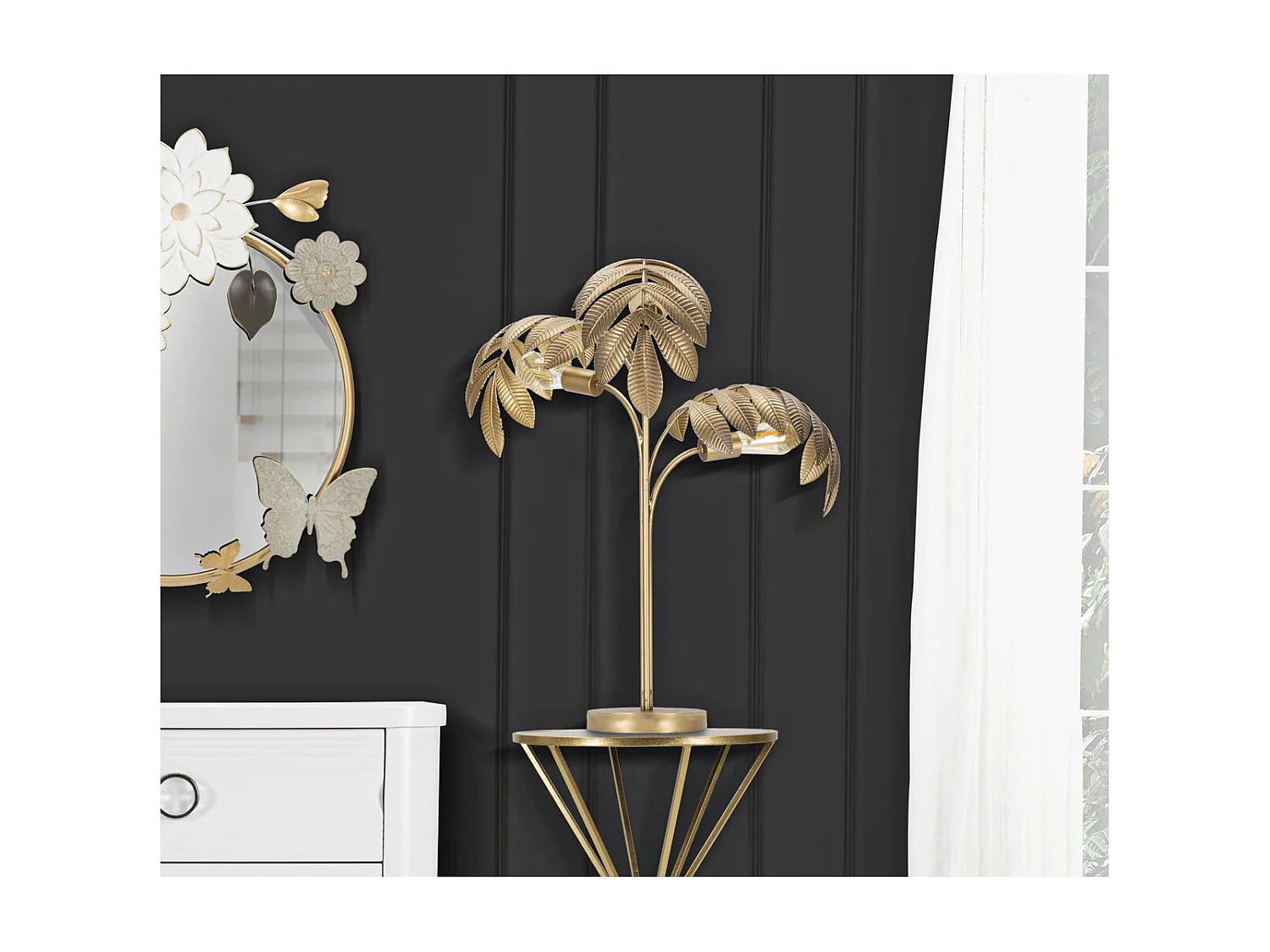 Lampa Stołowa Palma, Złoto, 57x57x81 cm, Seven Design