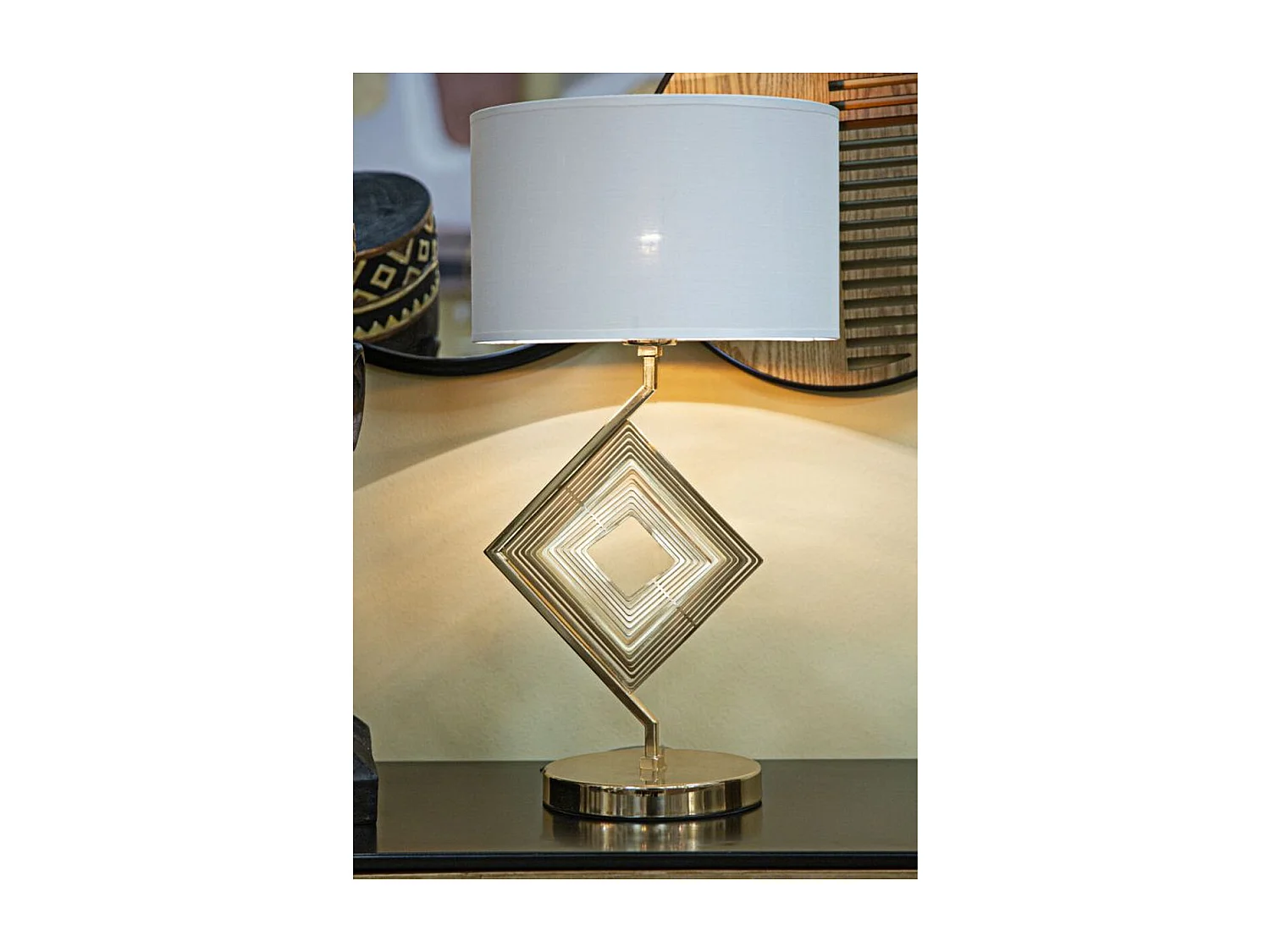 Lampada da Tavolo MF144, Oro, 30x30x56 cm, Seven Design