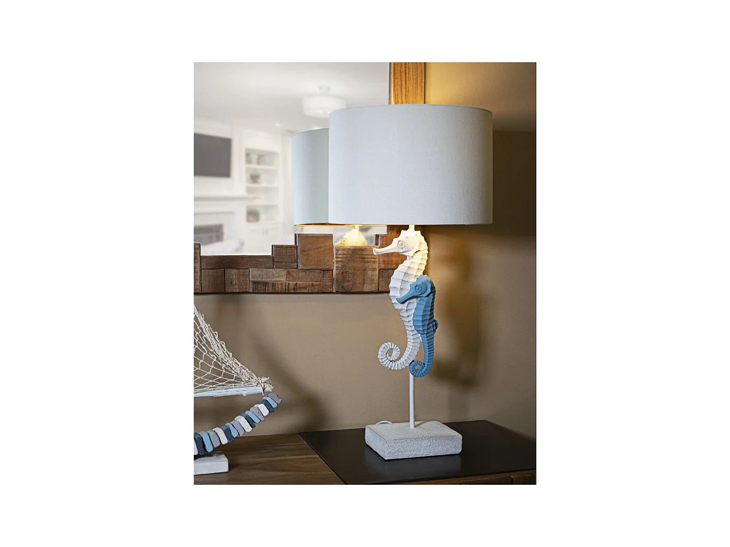 Candeeiro de Mesa Cavalo marinho 1, Multicolorido, 30,5x30,5x66,5 cm, Epikasa
