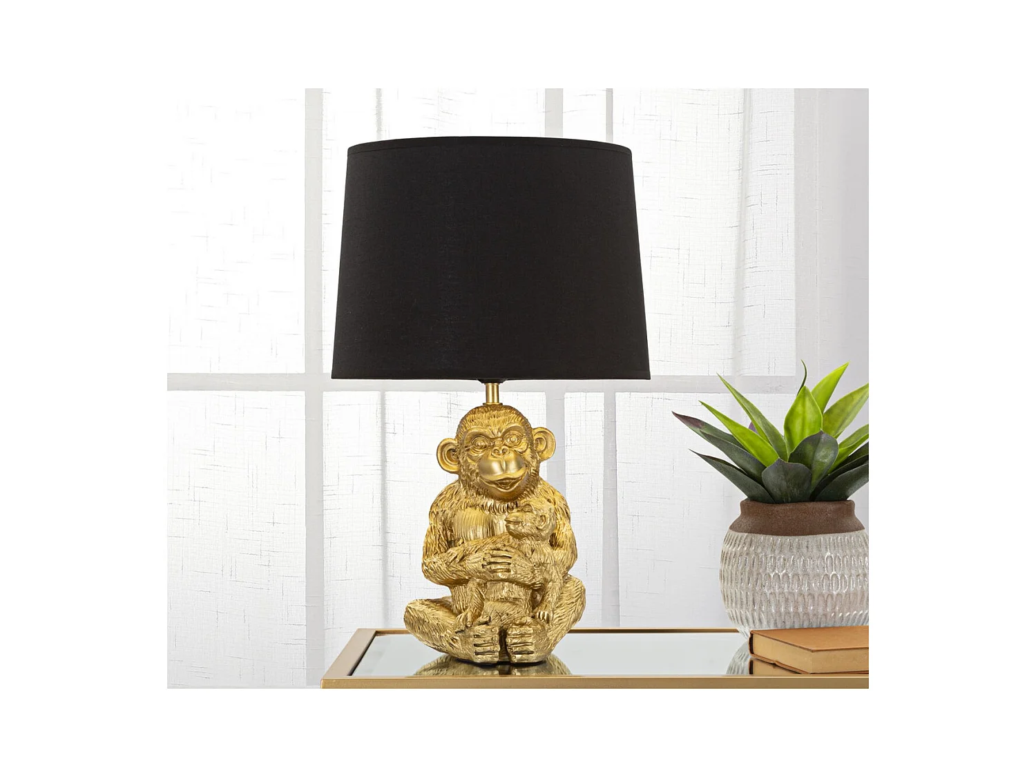 Tafellamp Aap 7, Zwart, 30x30x49 cm, Epikasa