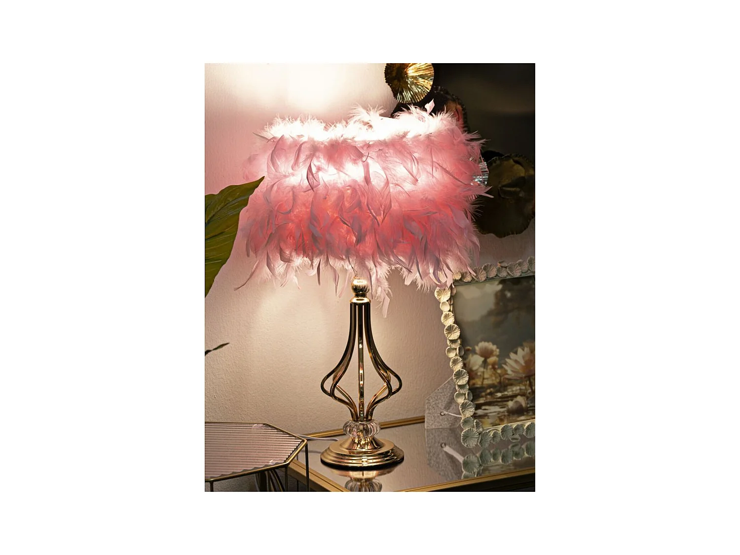 Lampada da Tavolo Piume 6, Rosa, 25x25x54 cm, Epikasa