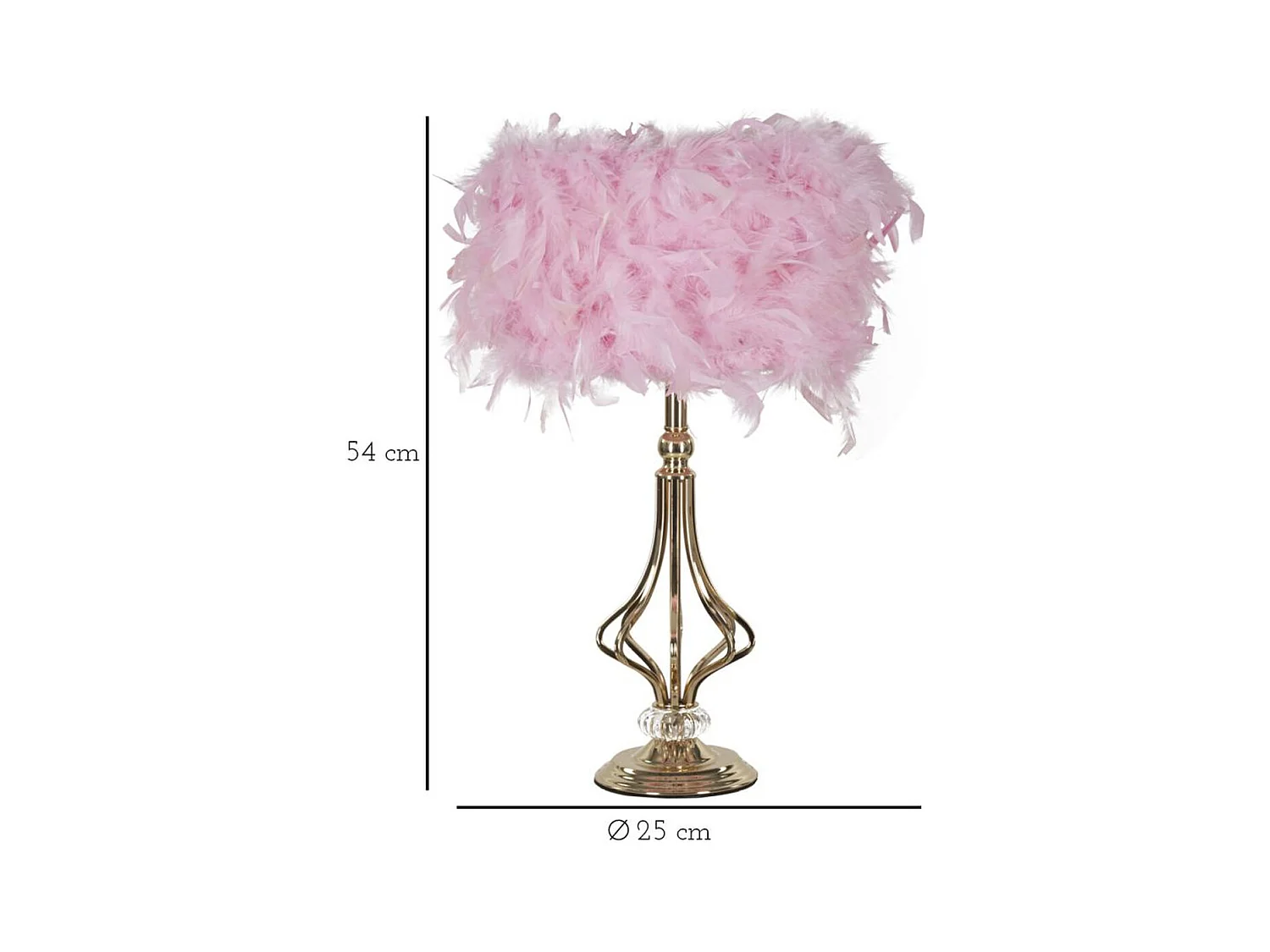 Lampada da Tavolo Piume 6, Rosa, 25x25x54 cm, Epikasa