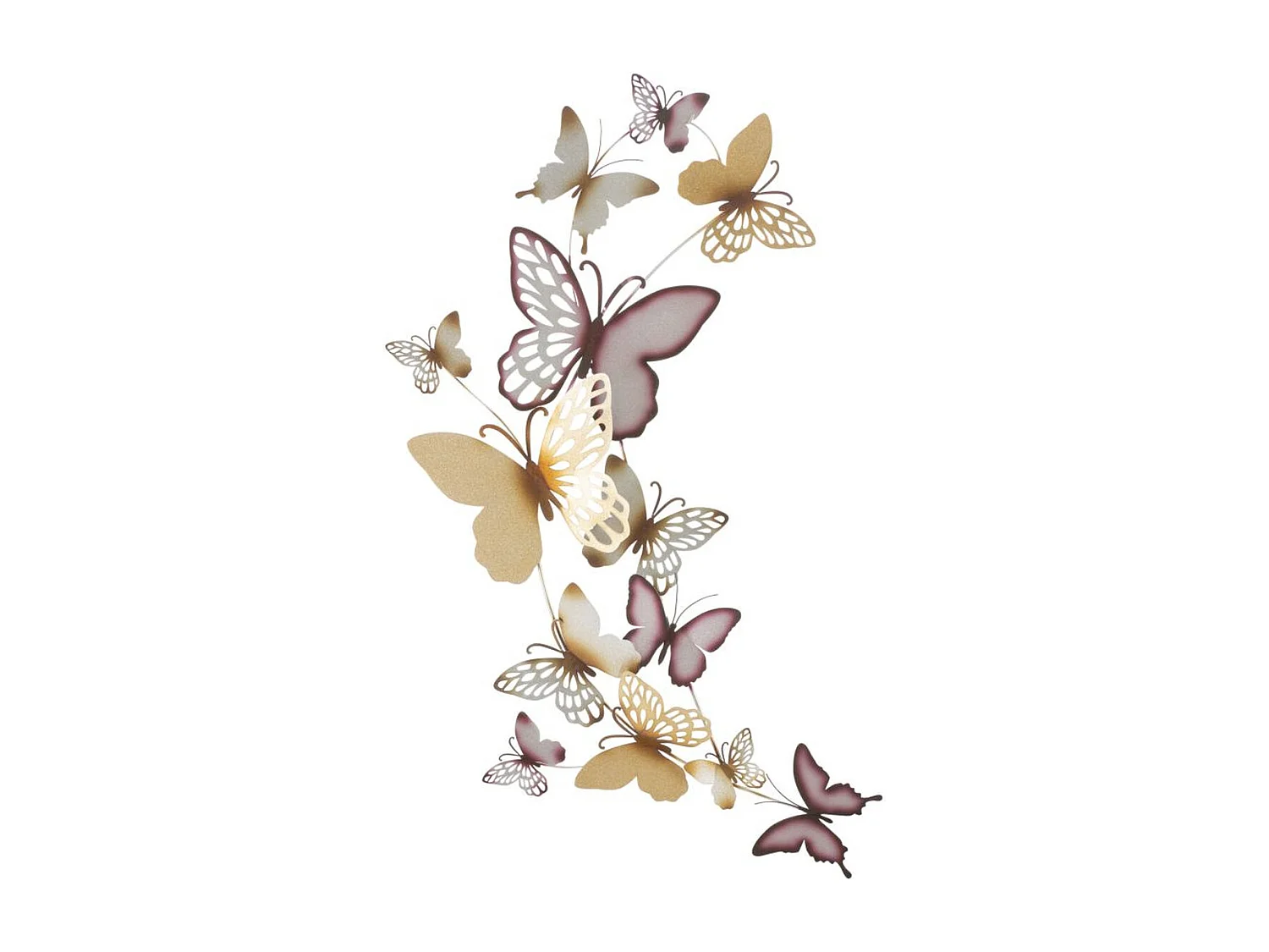 Decoração de Metal 3D Borboleta 11, Multicolorido, 59,5x4x115 cm, Seven Design