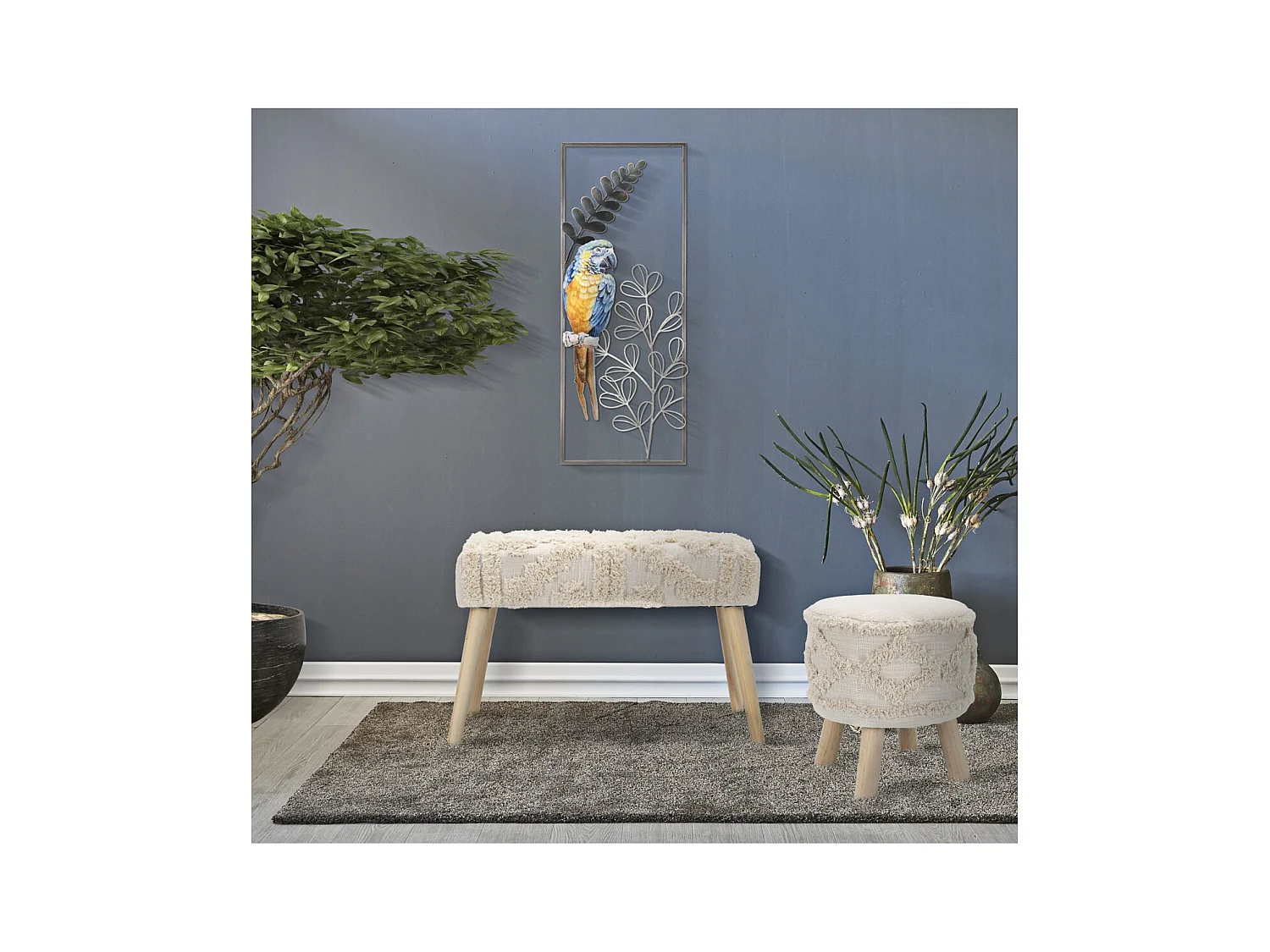 3D Metalen Decoratie Papegaai, Veelkleurig, 28,6x2,5x74,3 cm, Epikasa