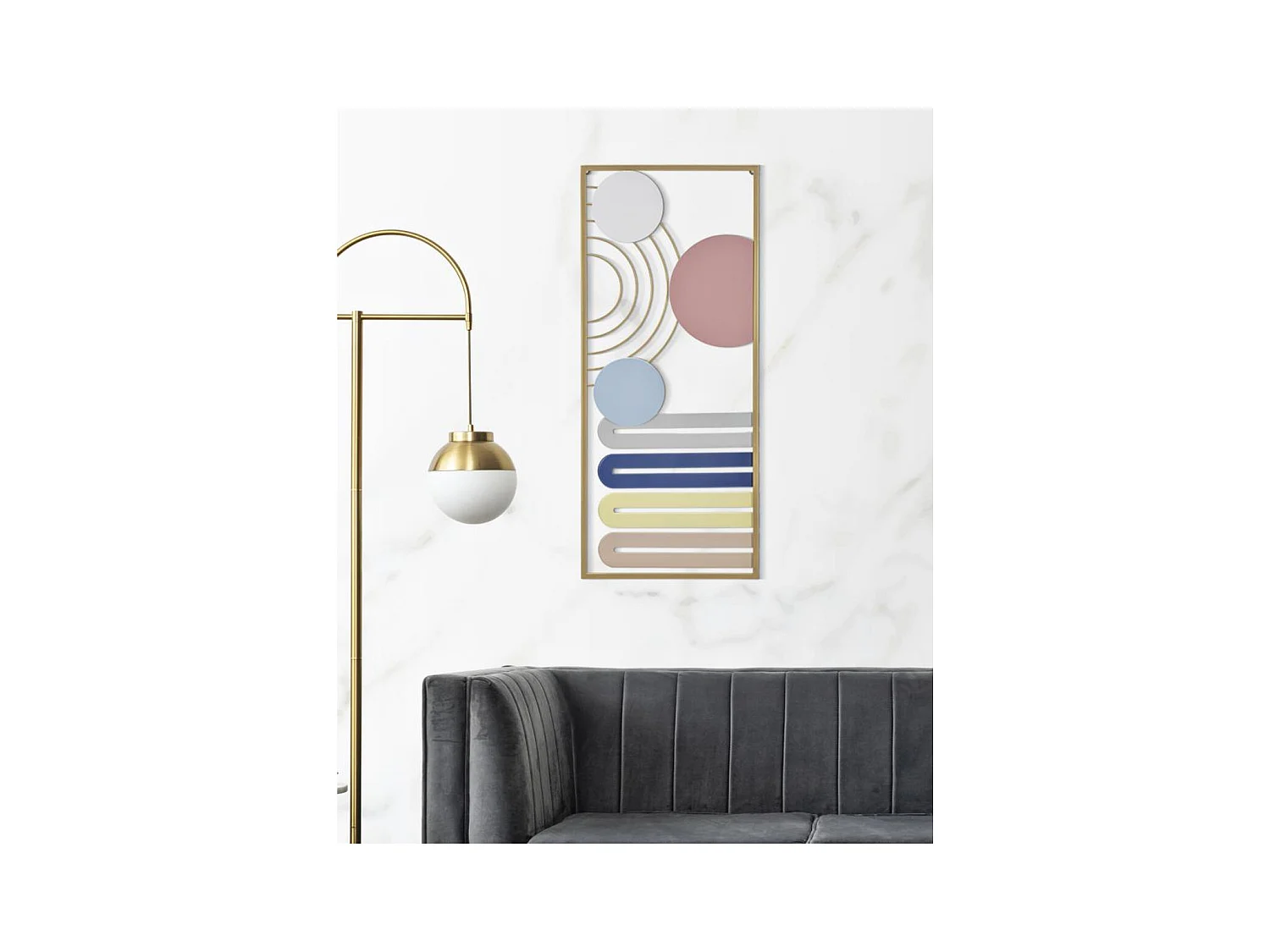 Dekoracja z Metalu i Drewna Geometryczny 11, Wielokolorowy, 37,5x2x84 cm, Epikasa