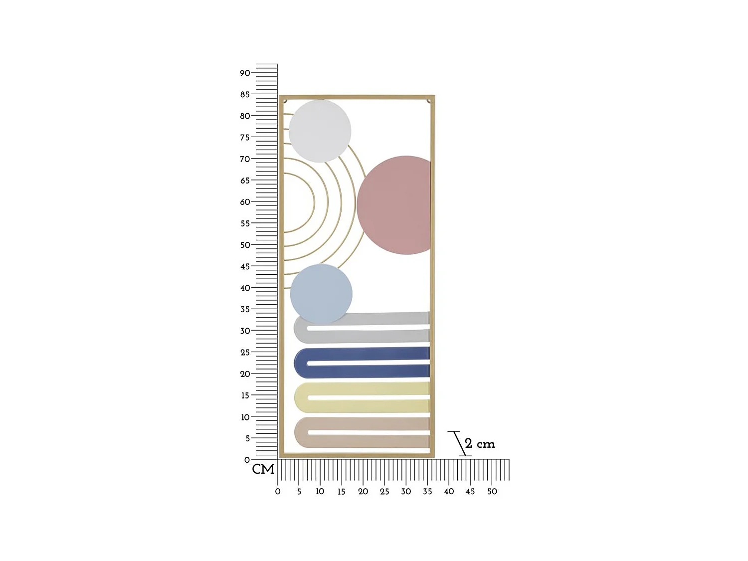 Dekoracja z Metalu i Drewna Geometryczny 11, Wielokolorowy, 37,5x2x84 cm, Epikasa