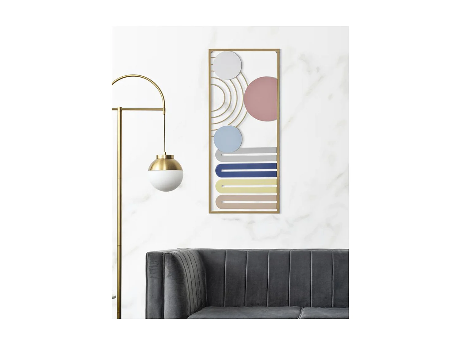 Décoration en Métal et Bois Géométrique 11, Multicouleur, 37,5x2x84 cm, Seven Design