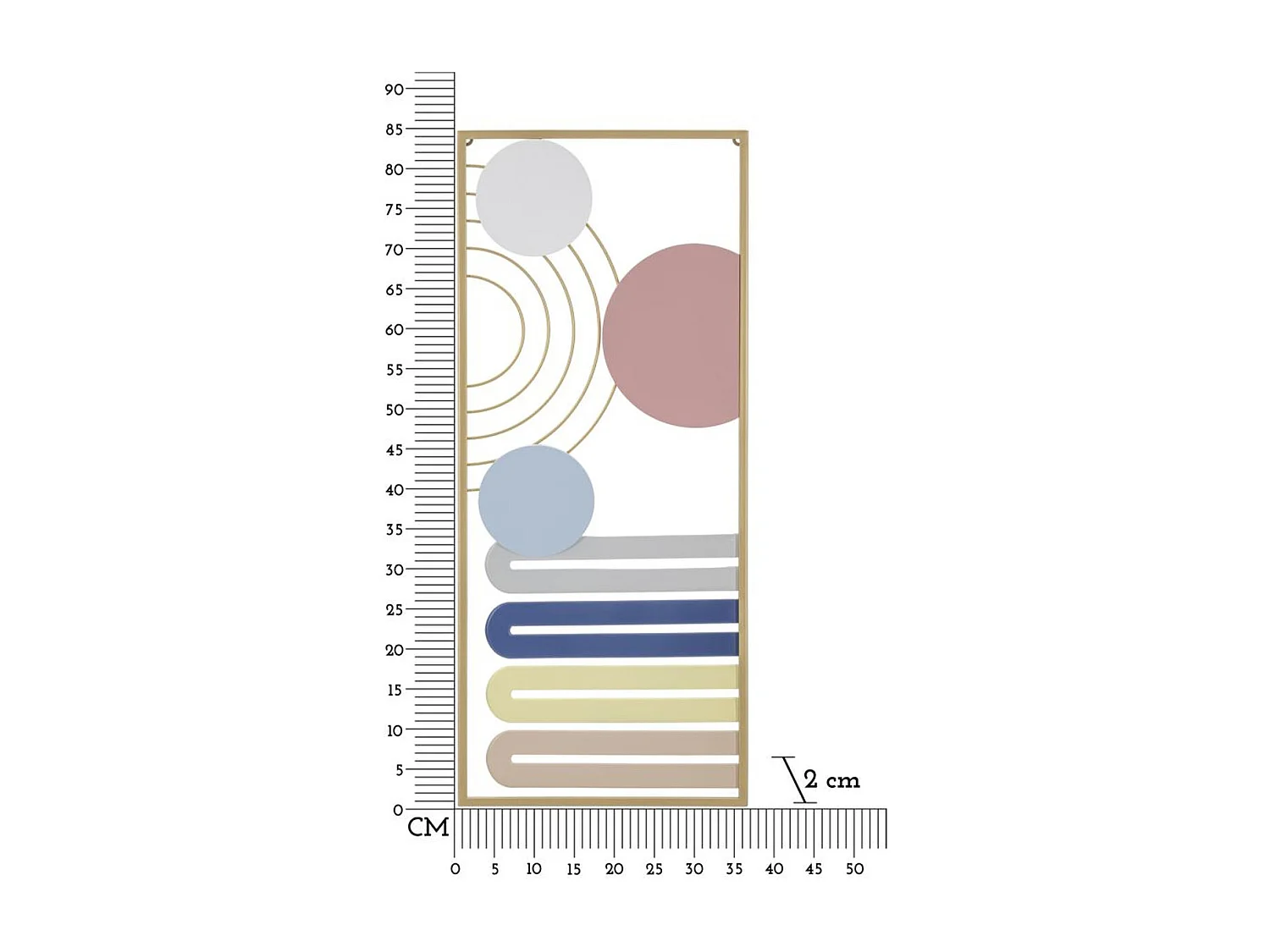 Décoration en Métal et Bois Géométrique 11, Multicouleur, 37,5x2x84 cm, Seven Design