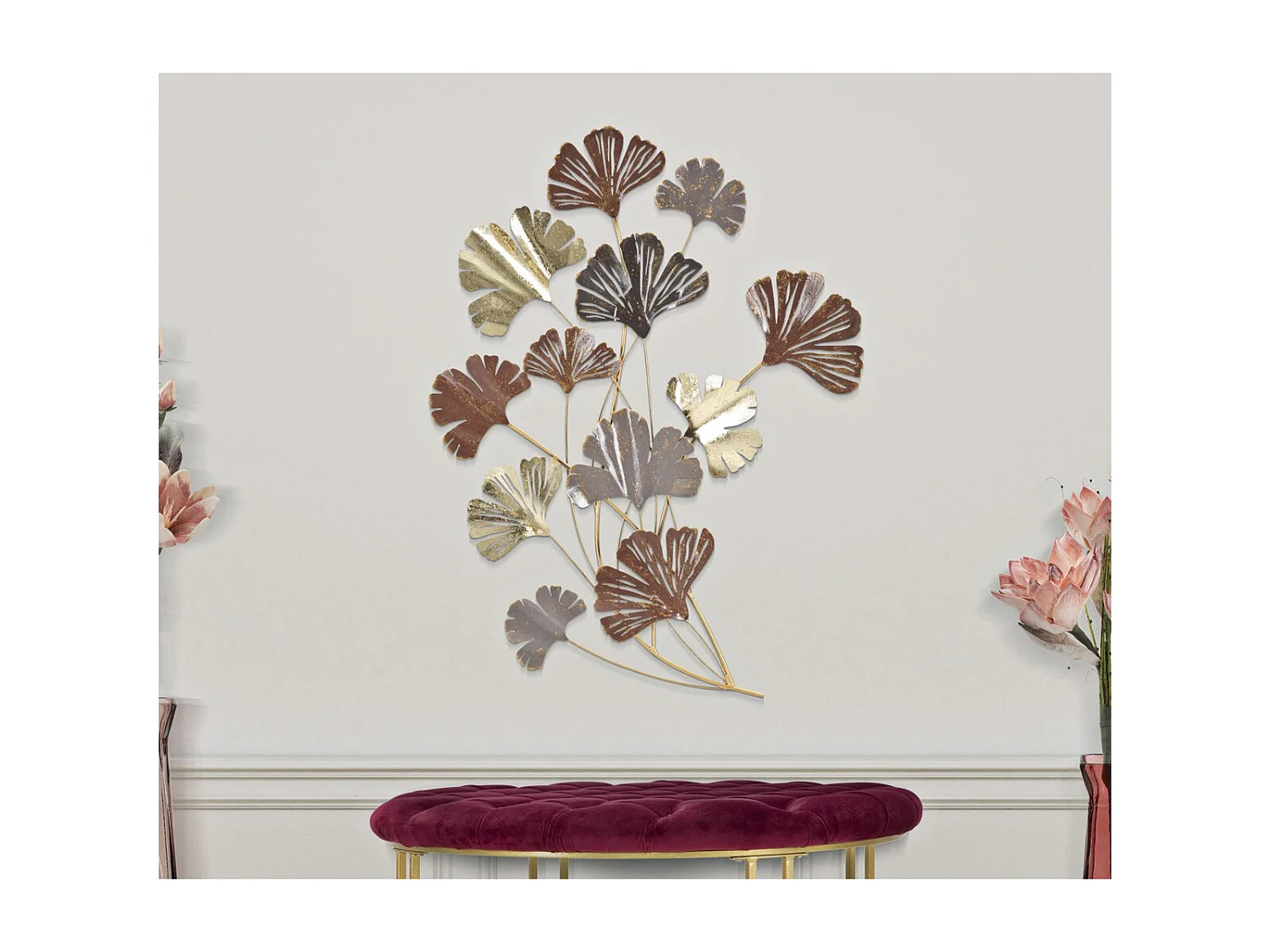 Décoration 3D en Métal Feuille 25, Multicouleur, 69,5x5,5x92 cm, Seven Design